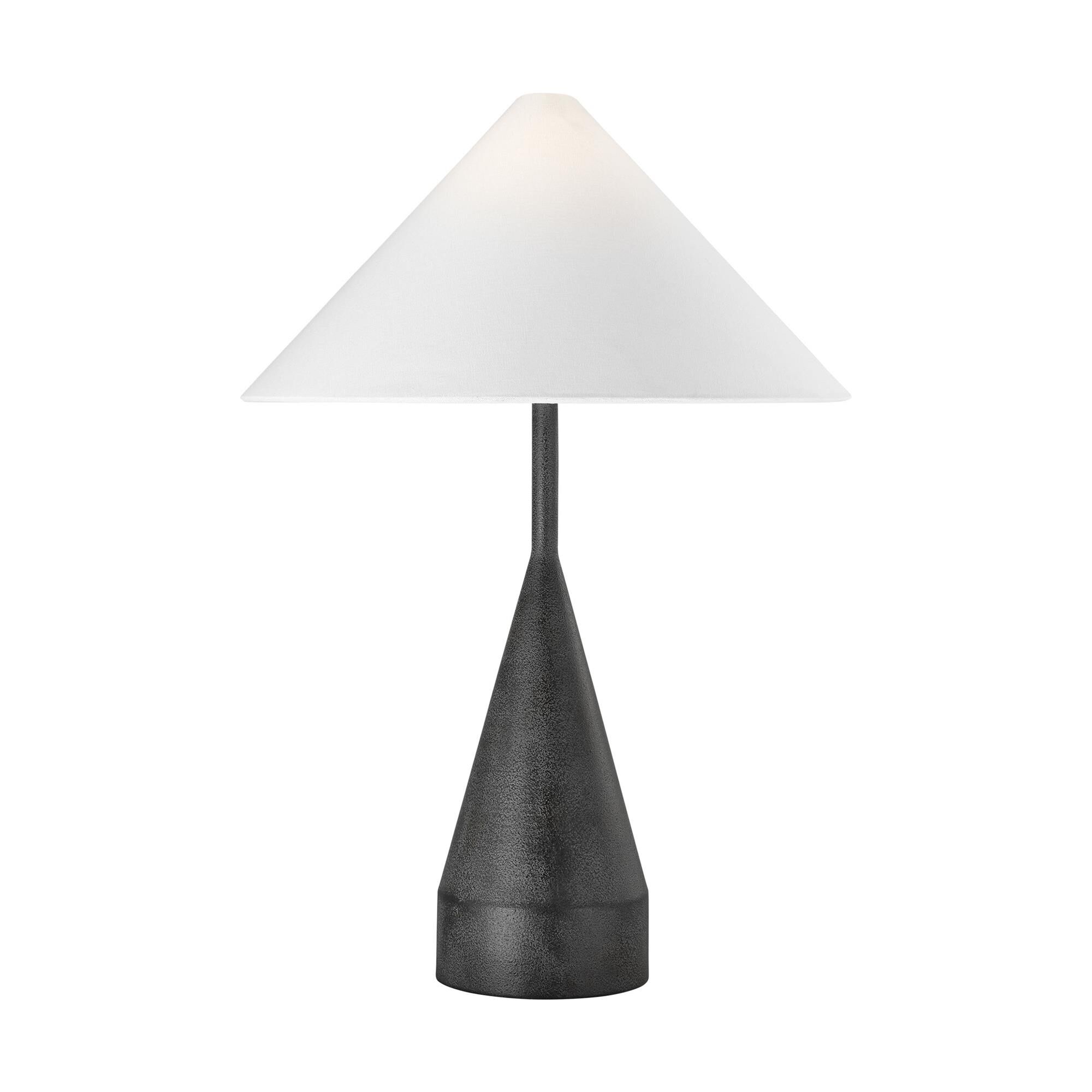 Shown in Black Pearl finish and White Linen shade