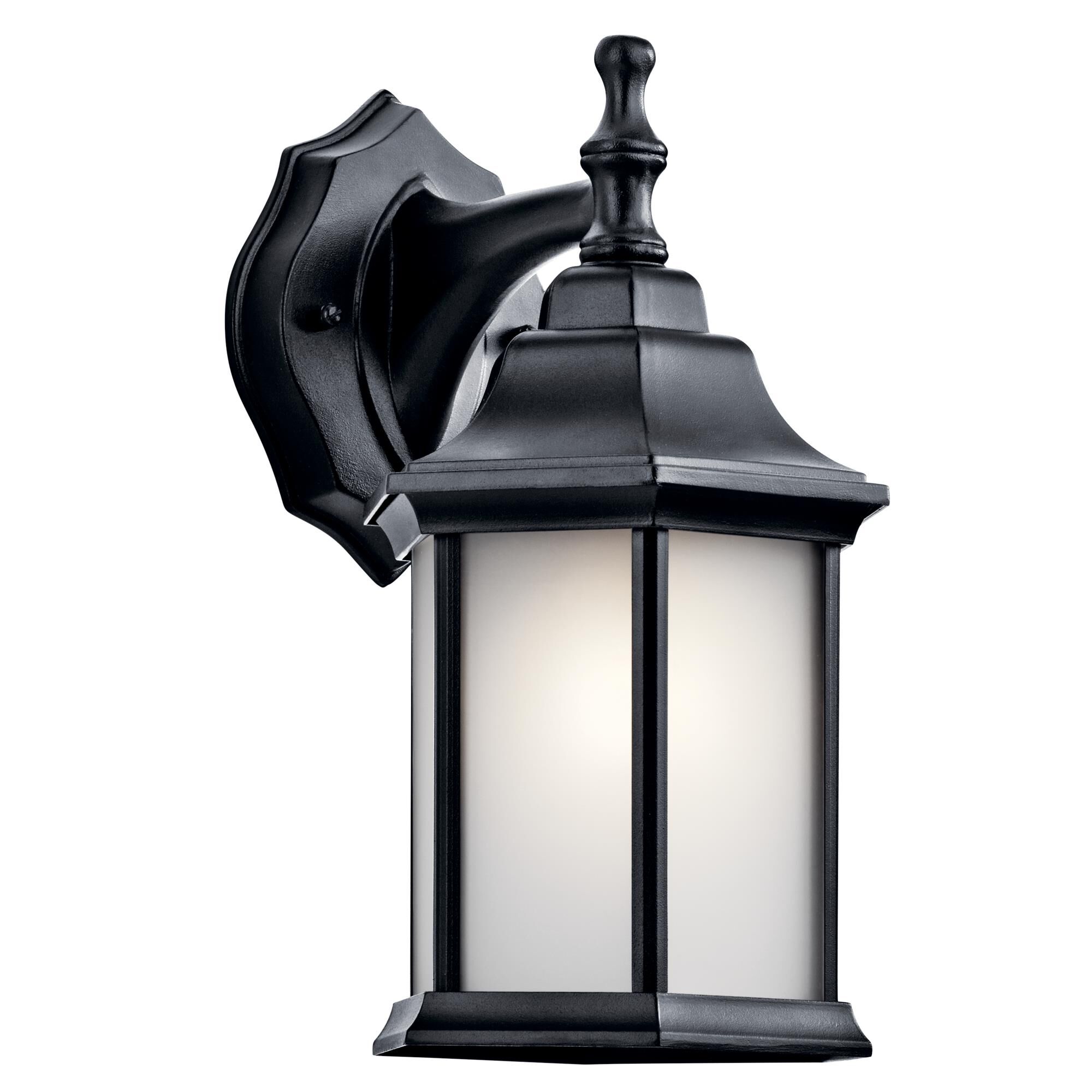 Shown in Black finish and Satin Etched glass