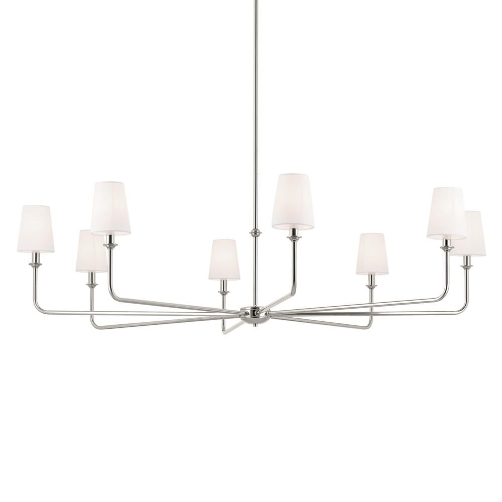 Shown in Polished Nickel finish and Fabric,Tapered shade