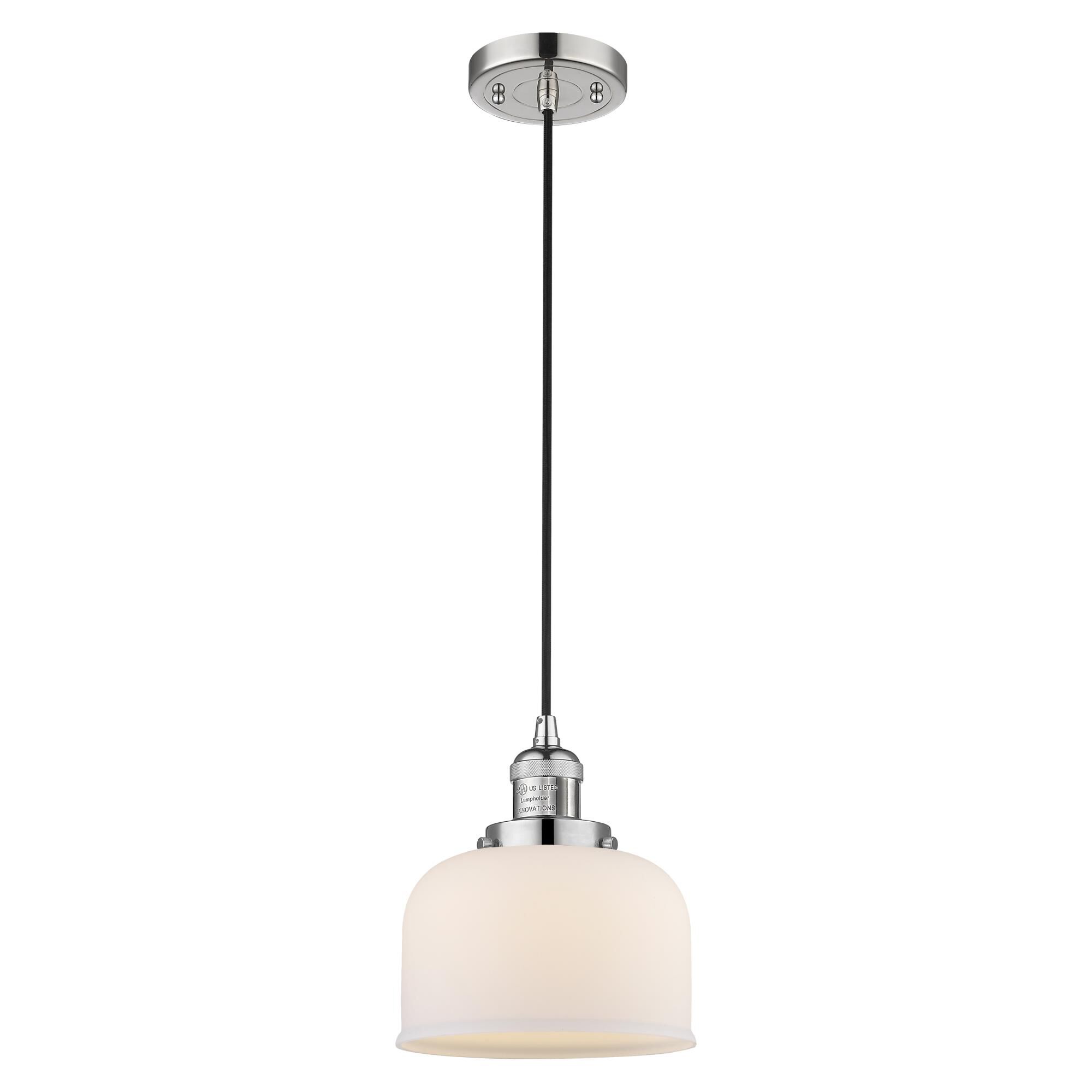 Shown in Polished Nickel finish and Matte White Cased glass