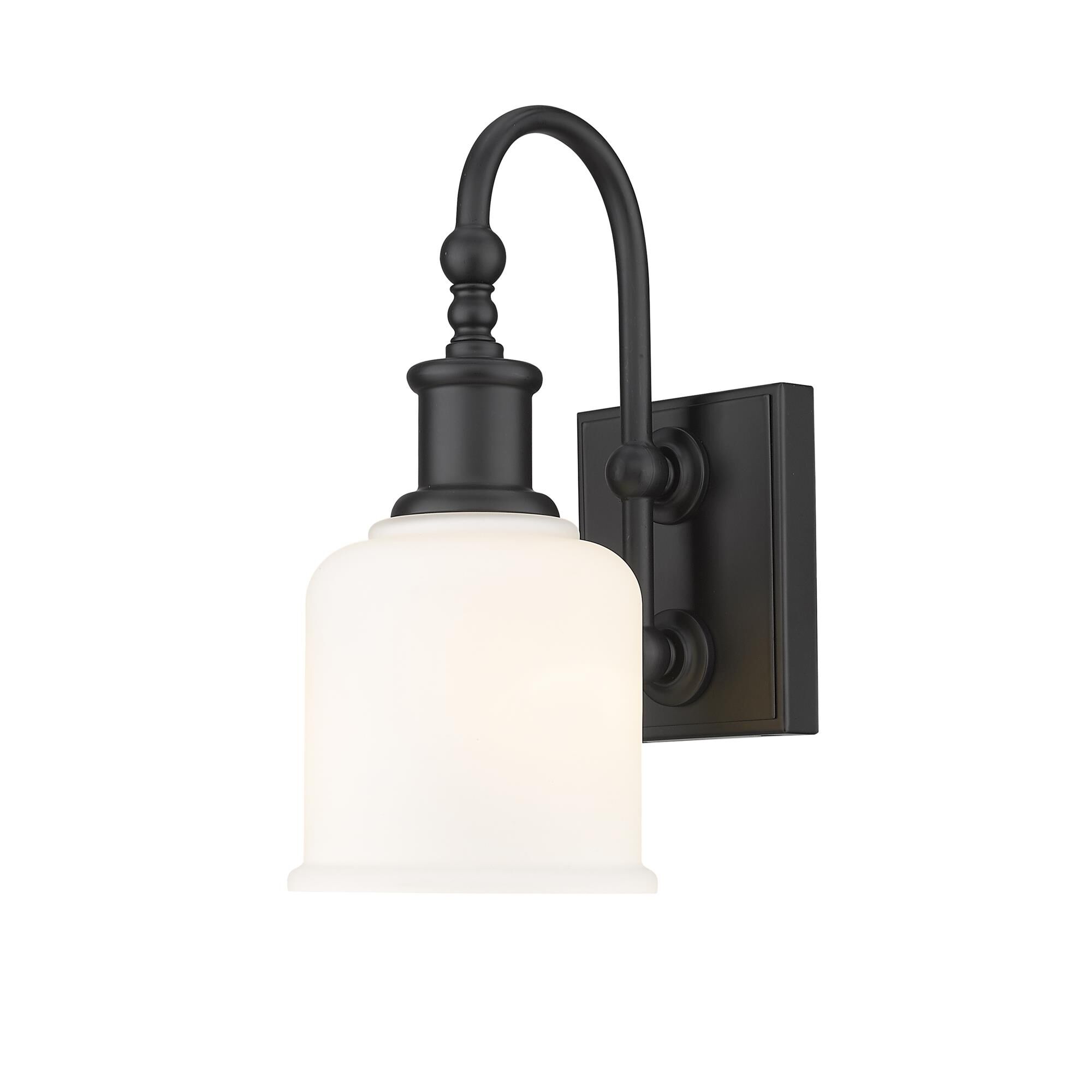Shown in Matte Black finish and Glass shade