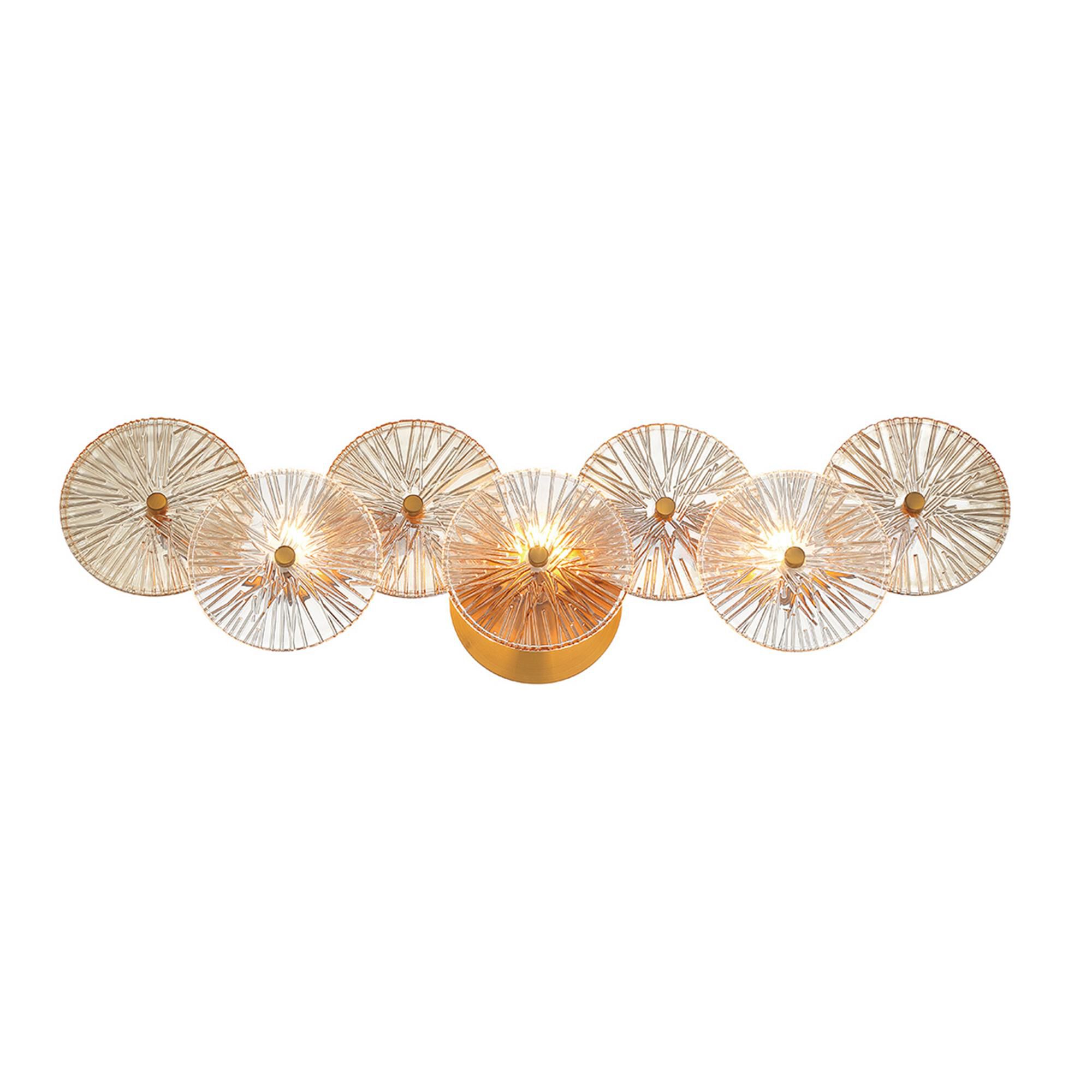 Shown in Brass finish and Clear and Amber glass