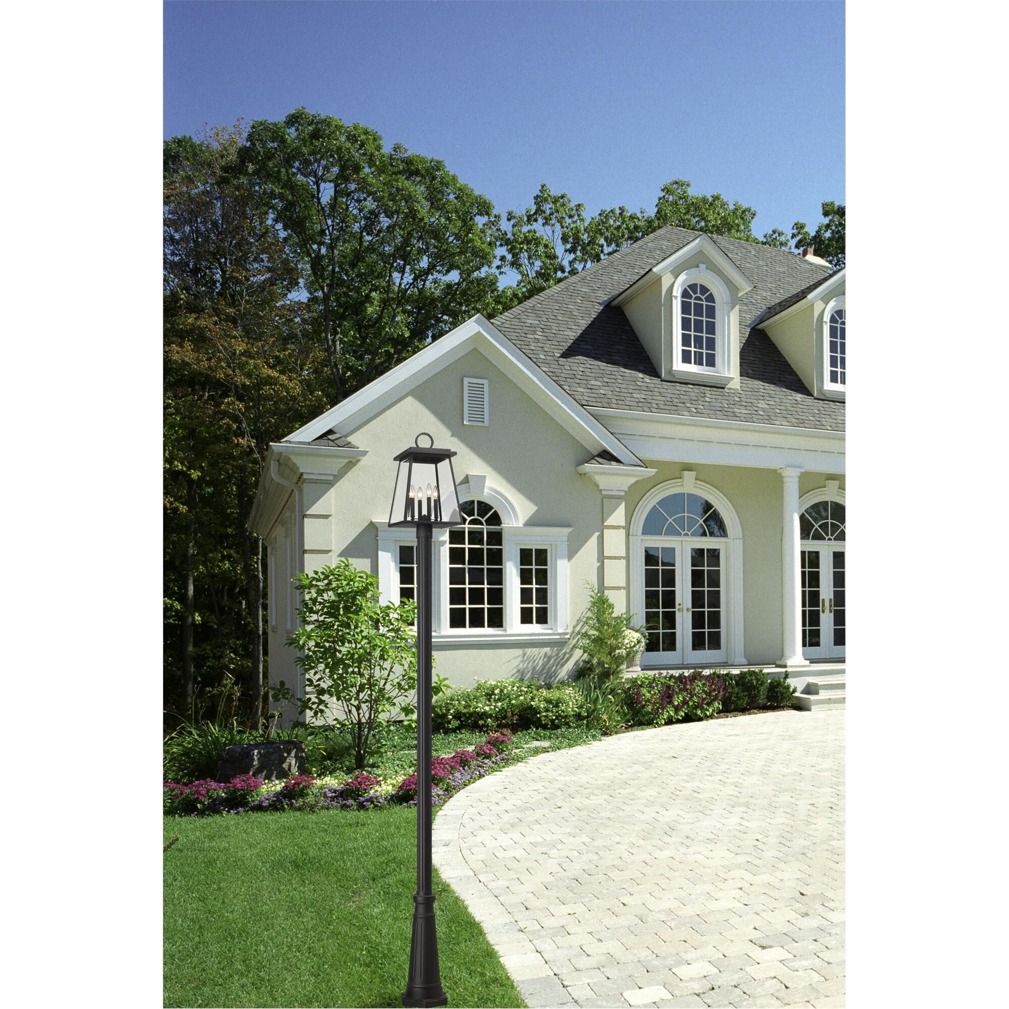 Shown in Black finish and Clear Beveled glass