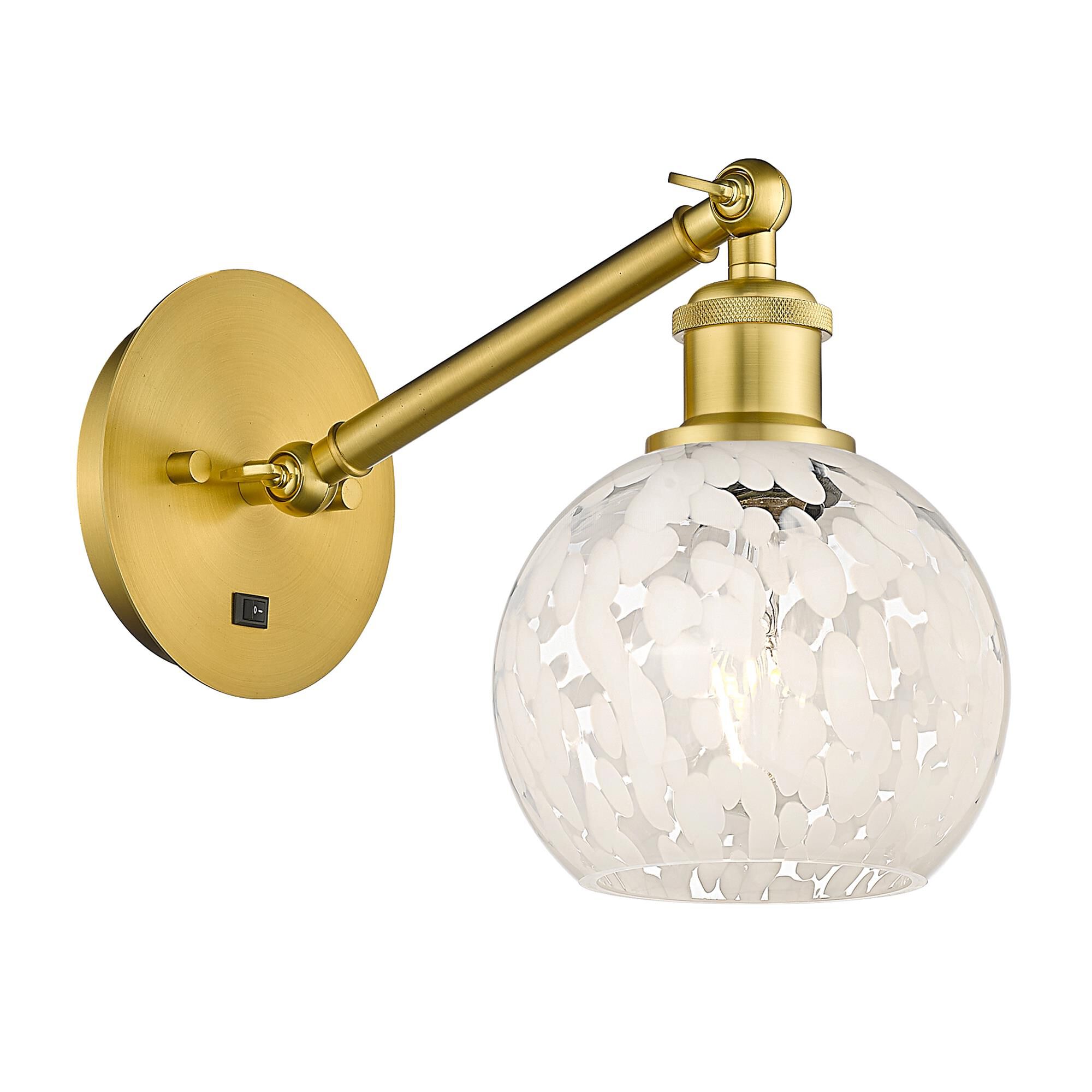Shown in Satin Gold finish and White Mouchette glass