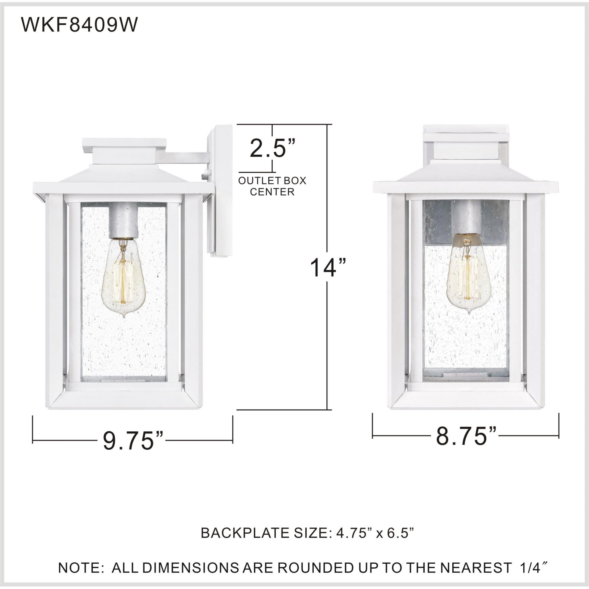 Shown in White Lustre finish and Clear Seeded Glass shade