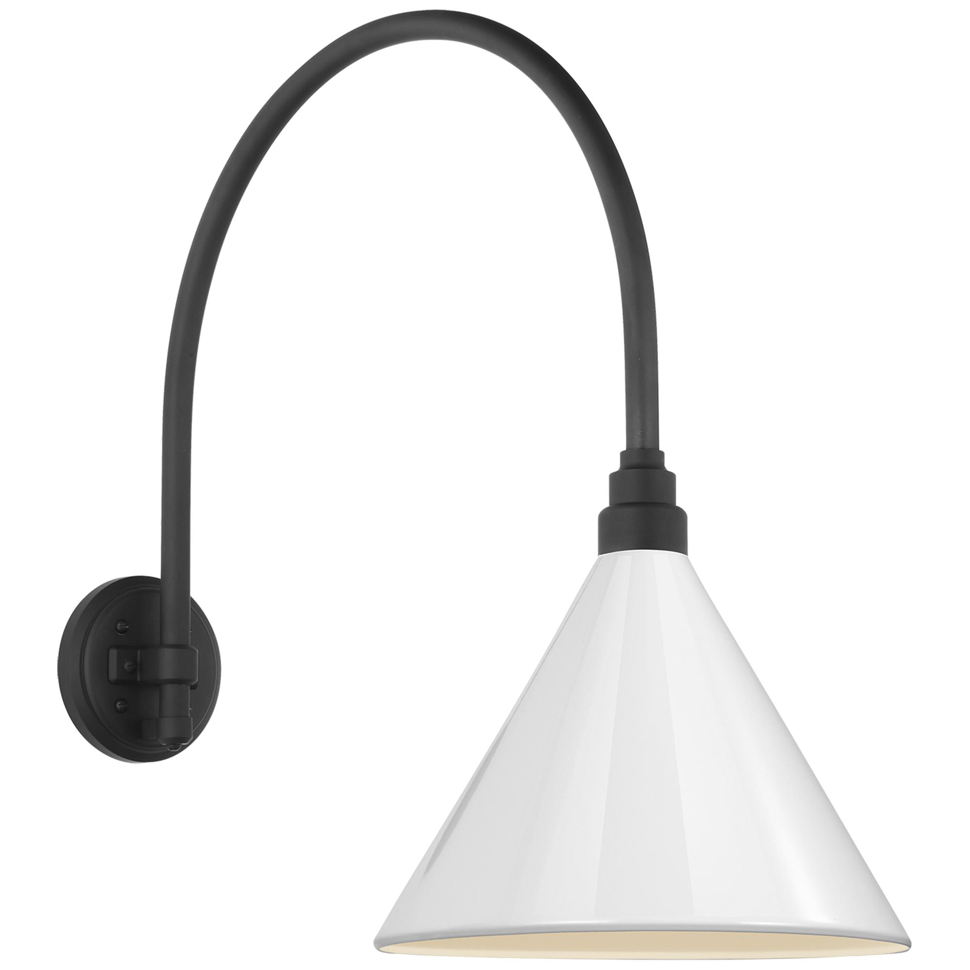 Shown in Matte Black finish and White shade