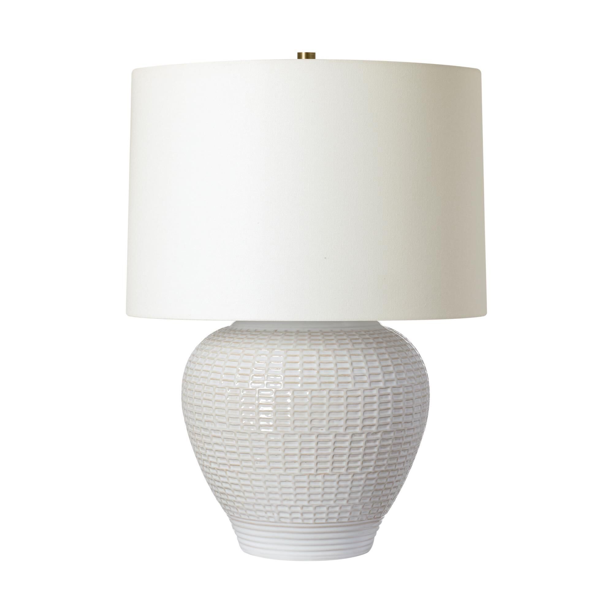 Shown in New White finish and White Linen shade
