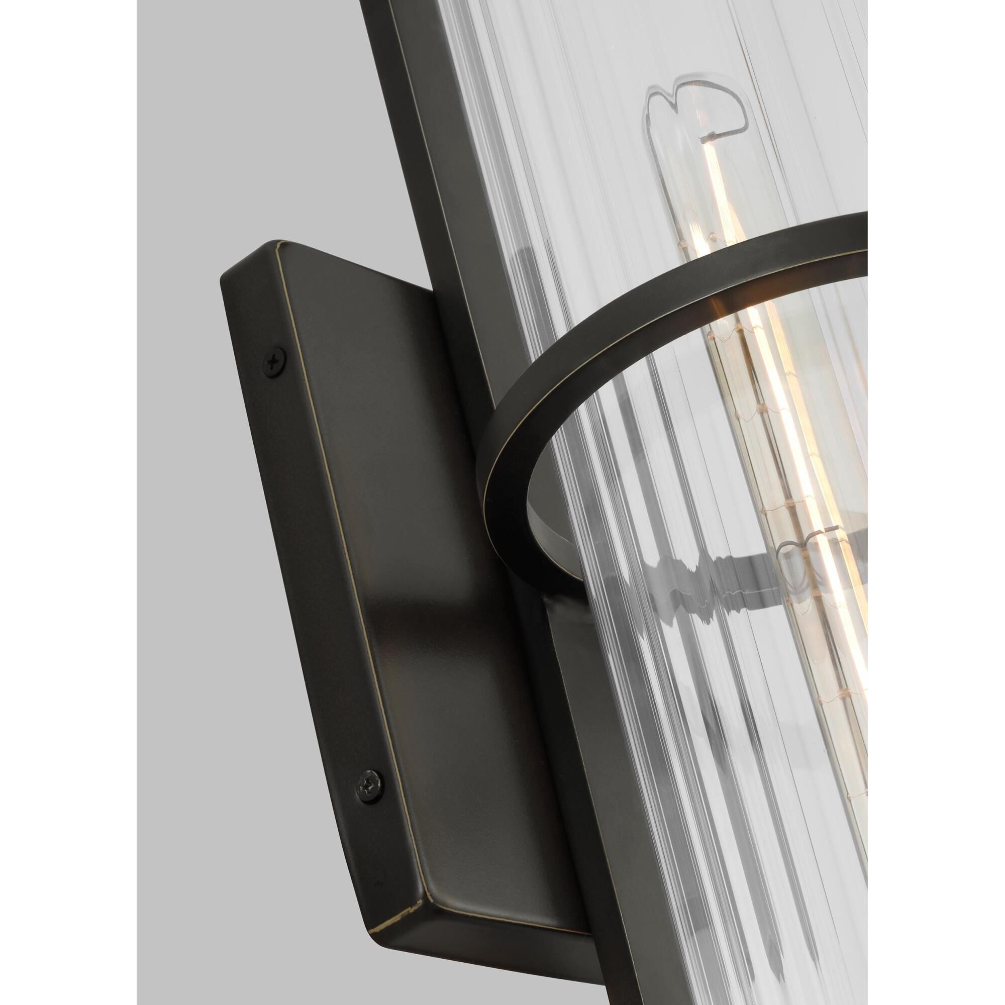 Shown in Antique Bronze finish and Clear Fluted glass and Clear Fluted Glass shade