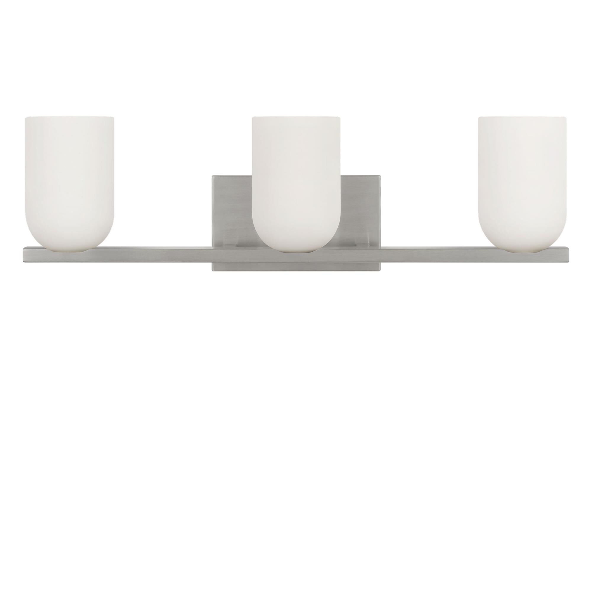 Shown in Brushed Nickel finish and Etched White glass