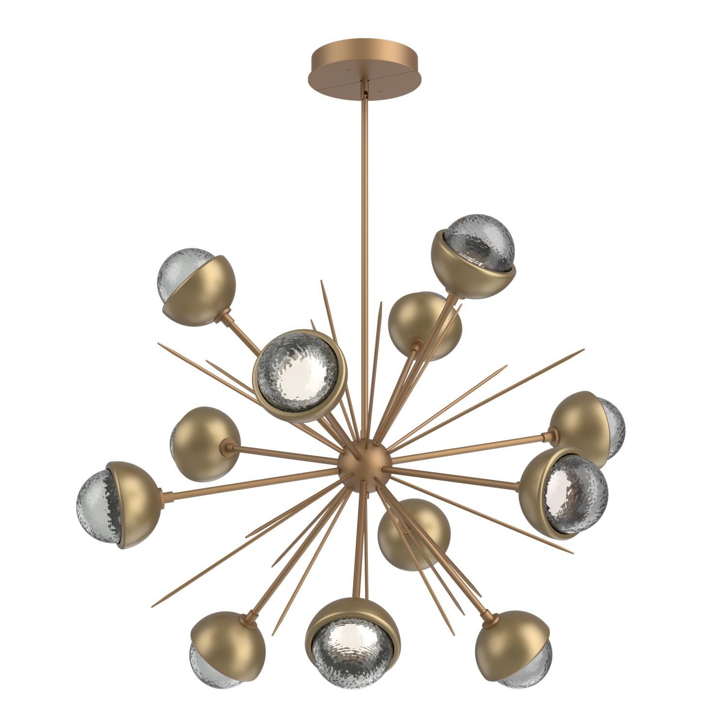 Shown in Novel Brass finish and Smoke glass and Gilded Brass accent