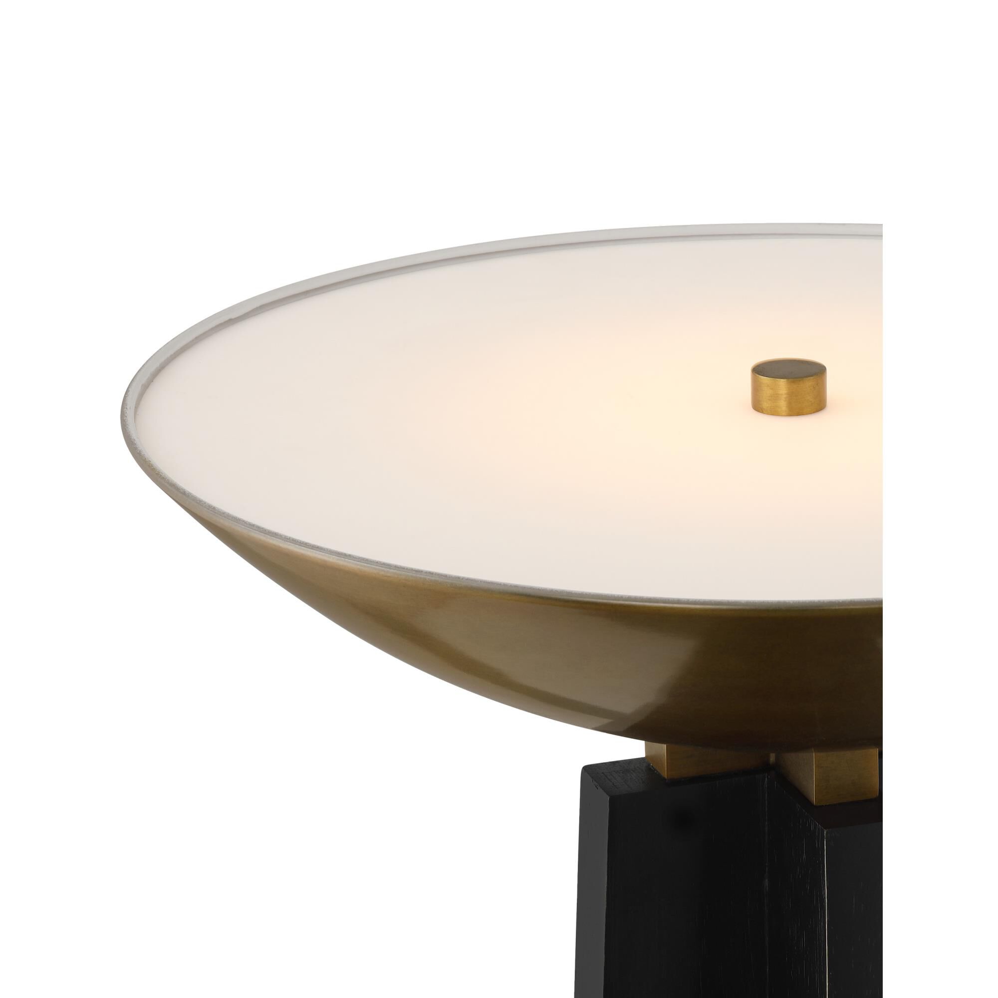 Shown in Black and Antique Brass finish and Antique Brass/Metal shade
