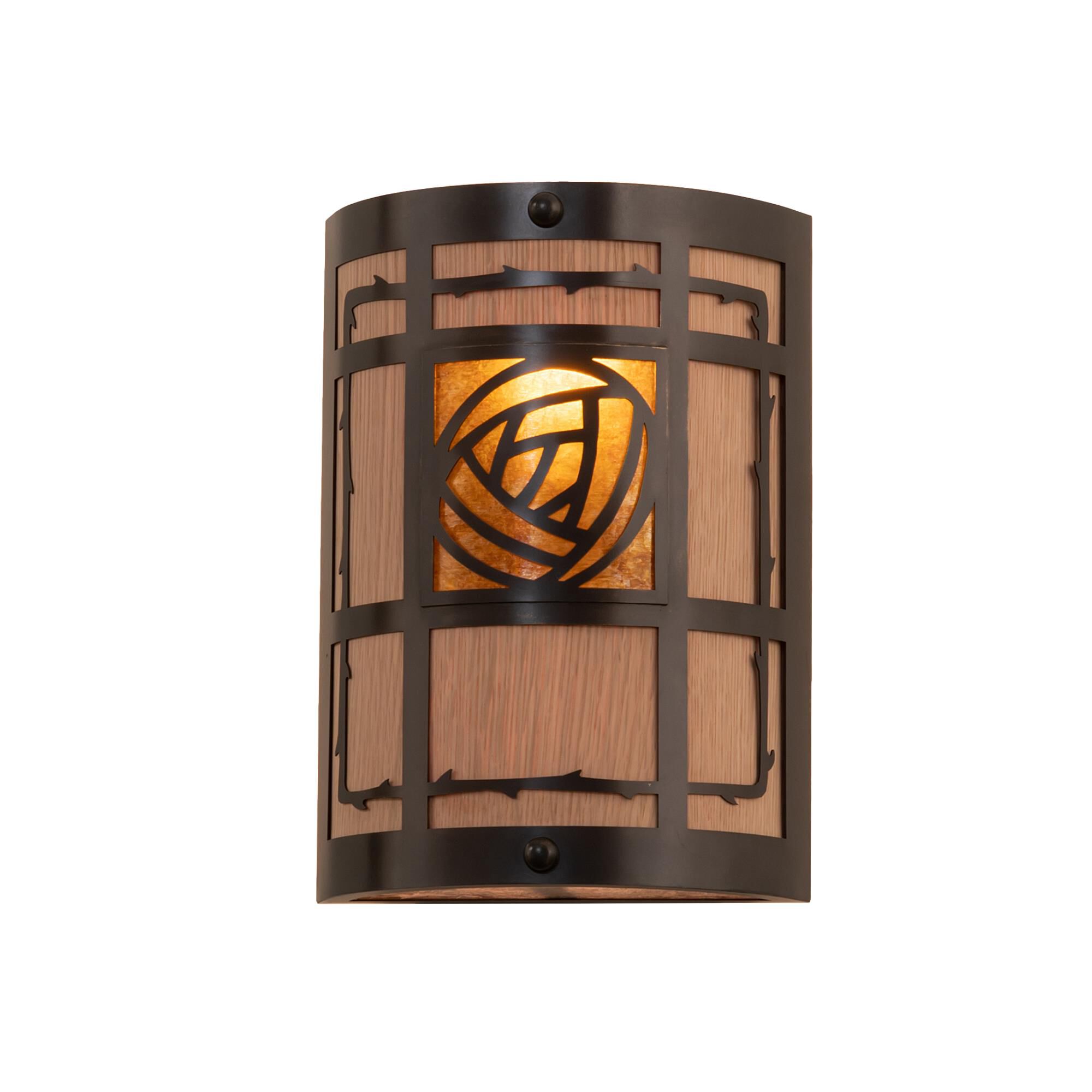 Shown in Craftsman Brown Finish finish and Amber Mica;Silver Mica glass