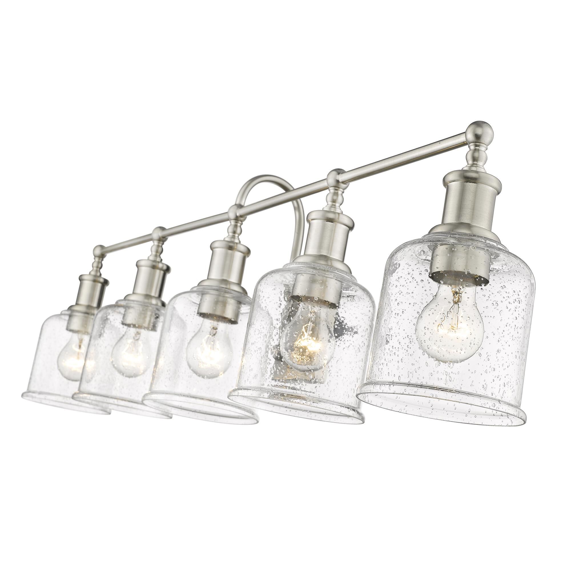 Shown in Brushed Nickel finish and Glass shade