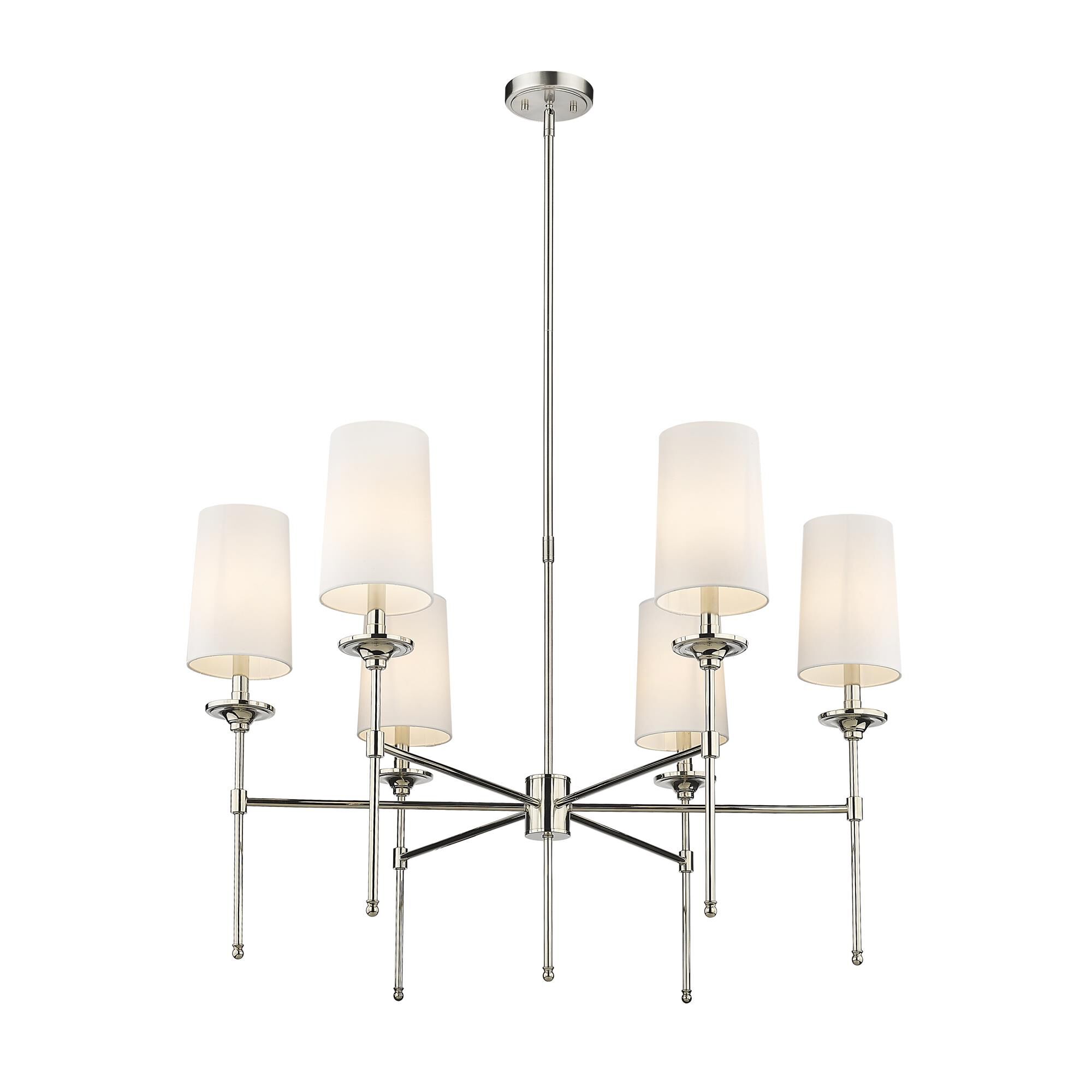 Shown in Polished Nickel finish and Cloth Cover glass and Cloth Cover shade