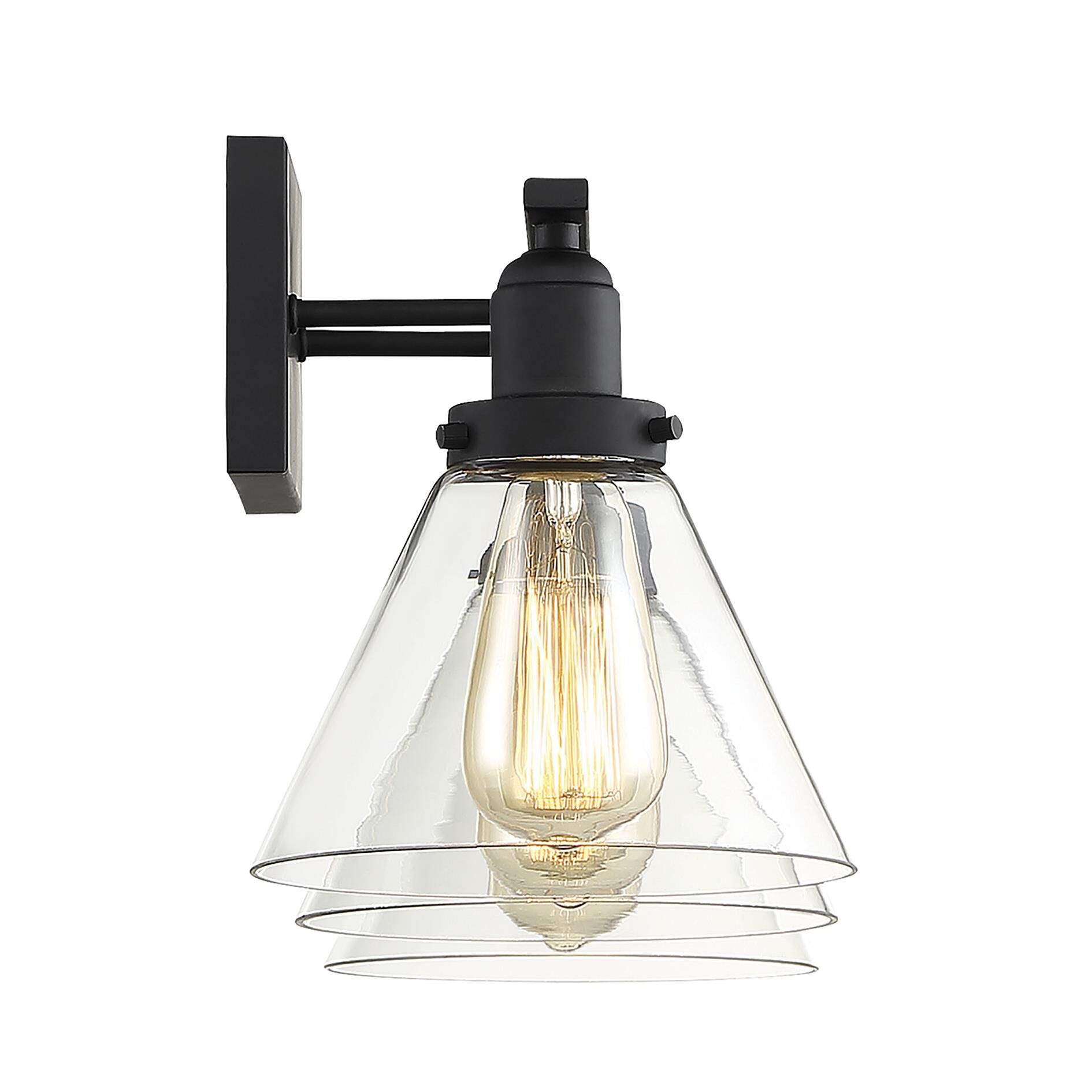 Shown in Black finish and Clear glass