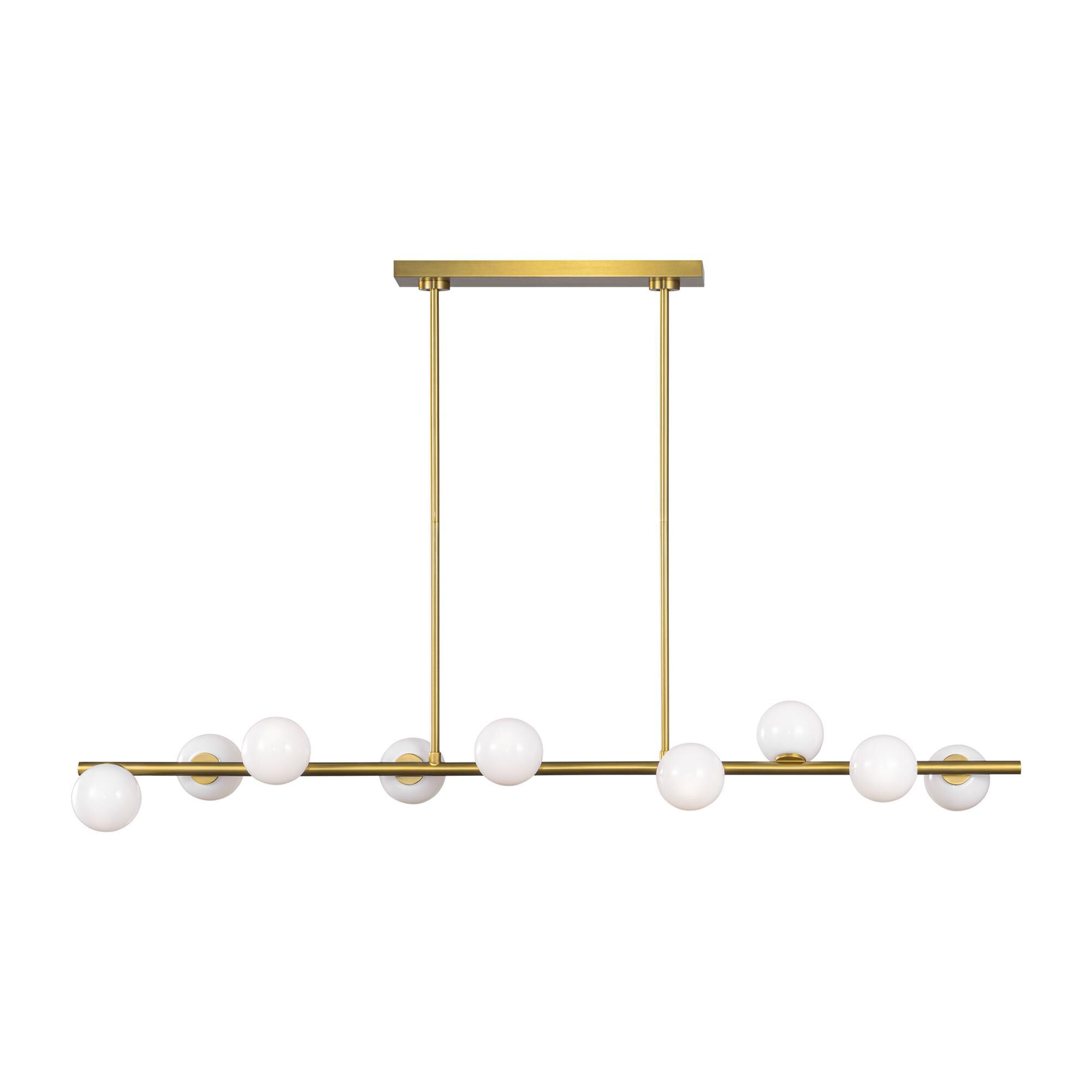 Shown in Burnished Brass finish and Milk glass