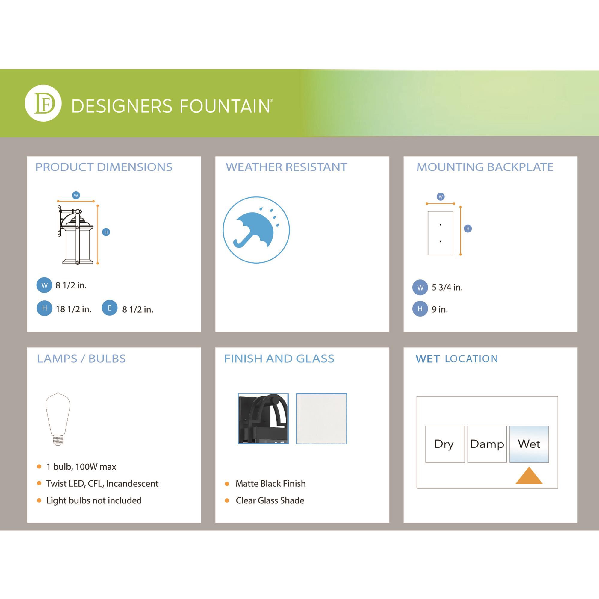 Designers Fountain Monroe 18 Inch Wall Sconce