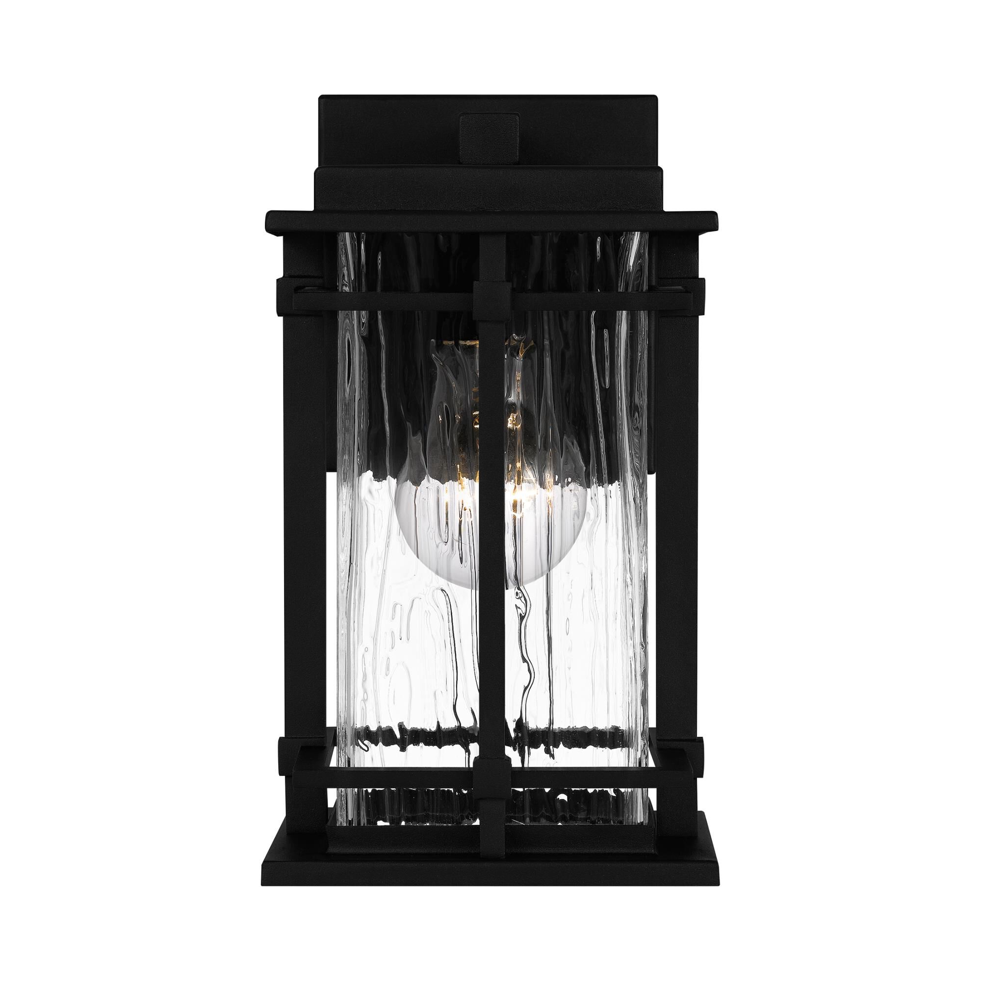 Shown in Earth Black finish and Clear Textured Glass shade