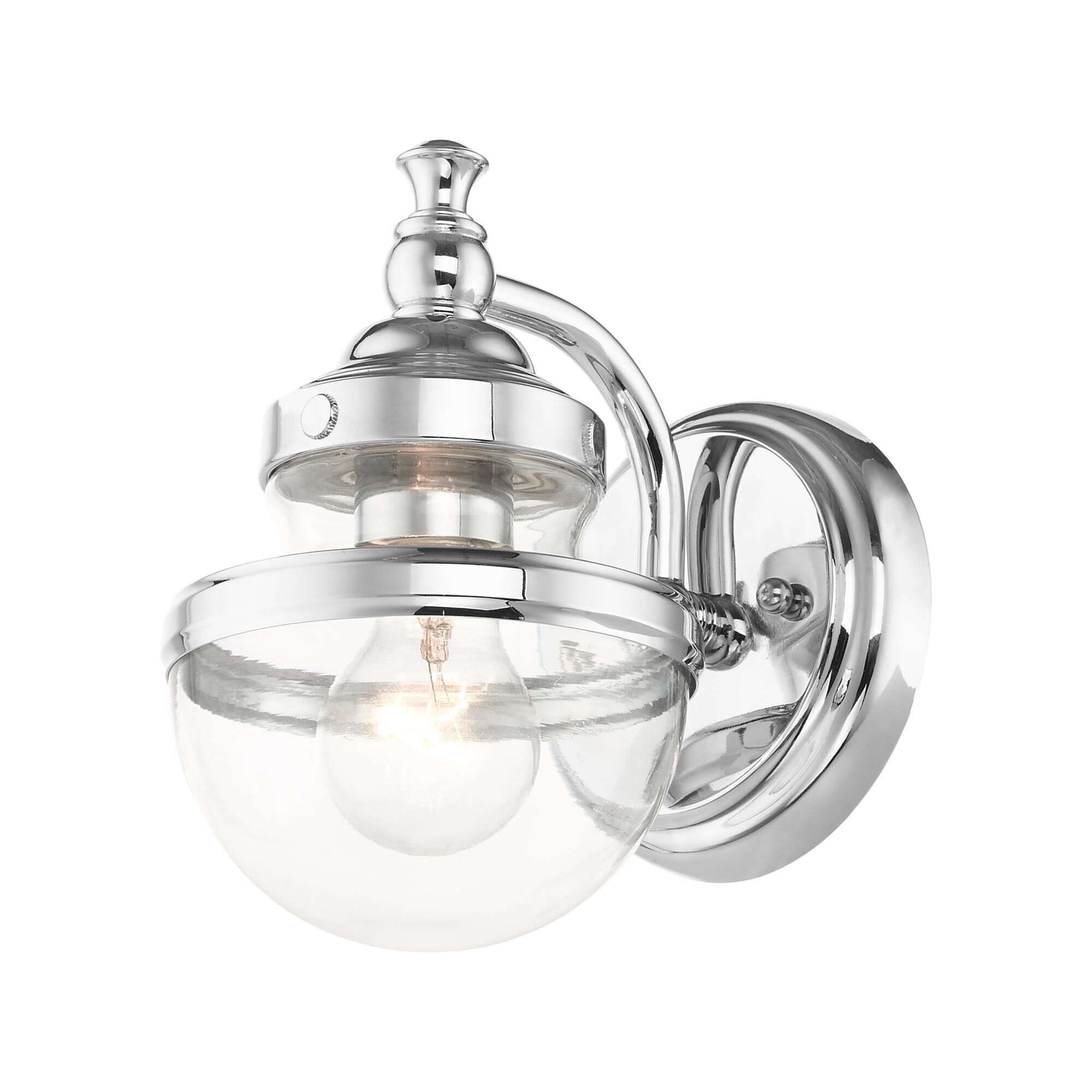 Shown in Polished Chrome finish and Hand Blown Clear glass and Hand Blown Clear Glass shade