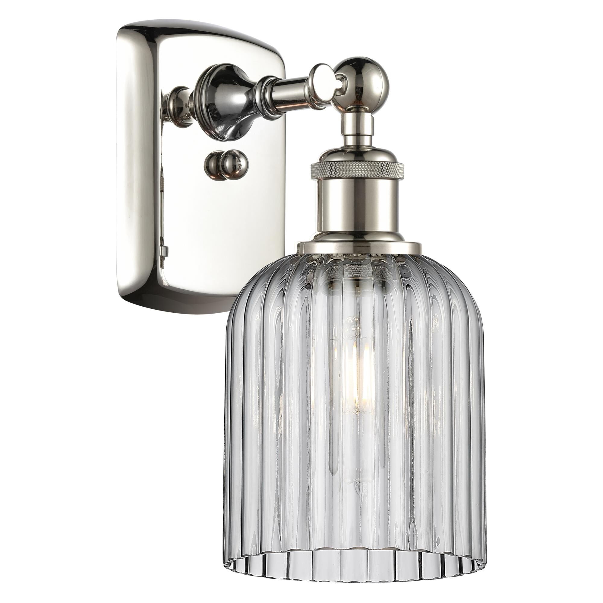Shown in Polished Nickel finish and Light Smoke shade
