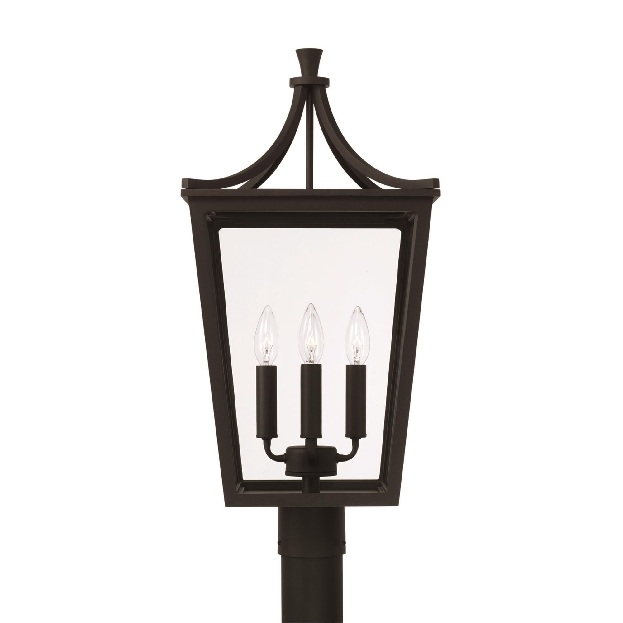 Shown in Black finish and Clear glass