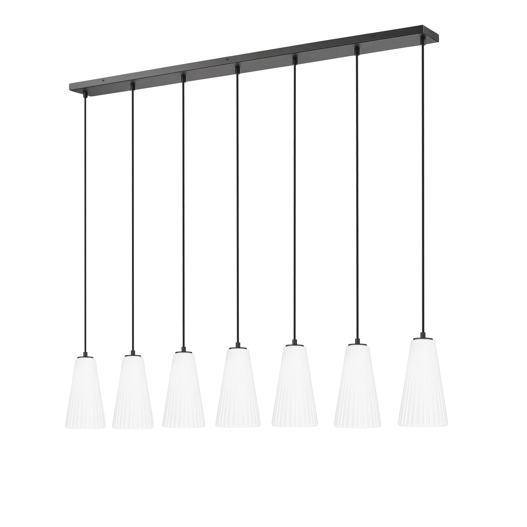 Shown in Matte Black finish and White glass and White shade