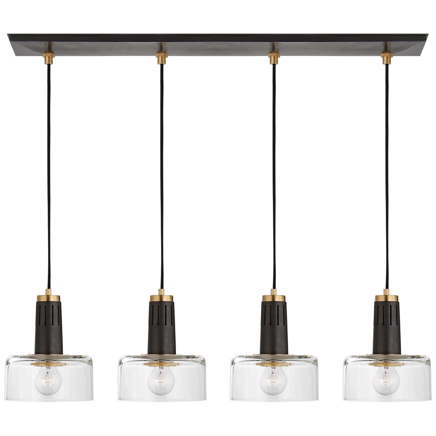 Shown in Bronze And Hand-Rubbed Antique Brass finish and Clear glass 