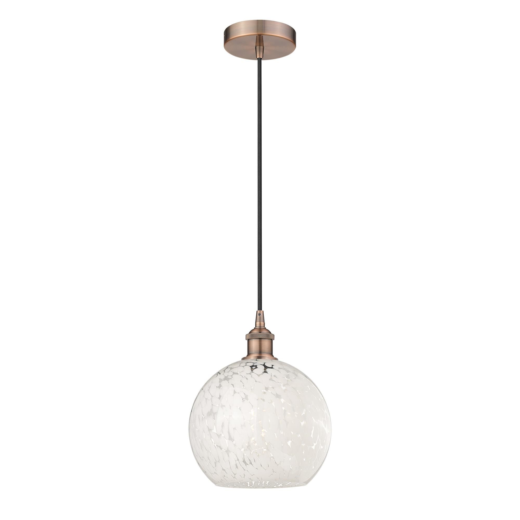 Shown in Antique Copper finish and White Mouchette glass