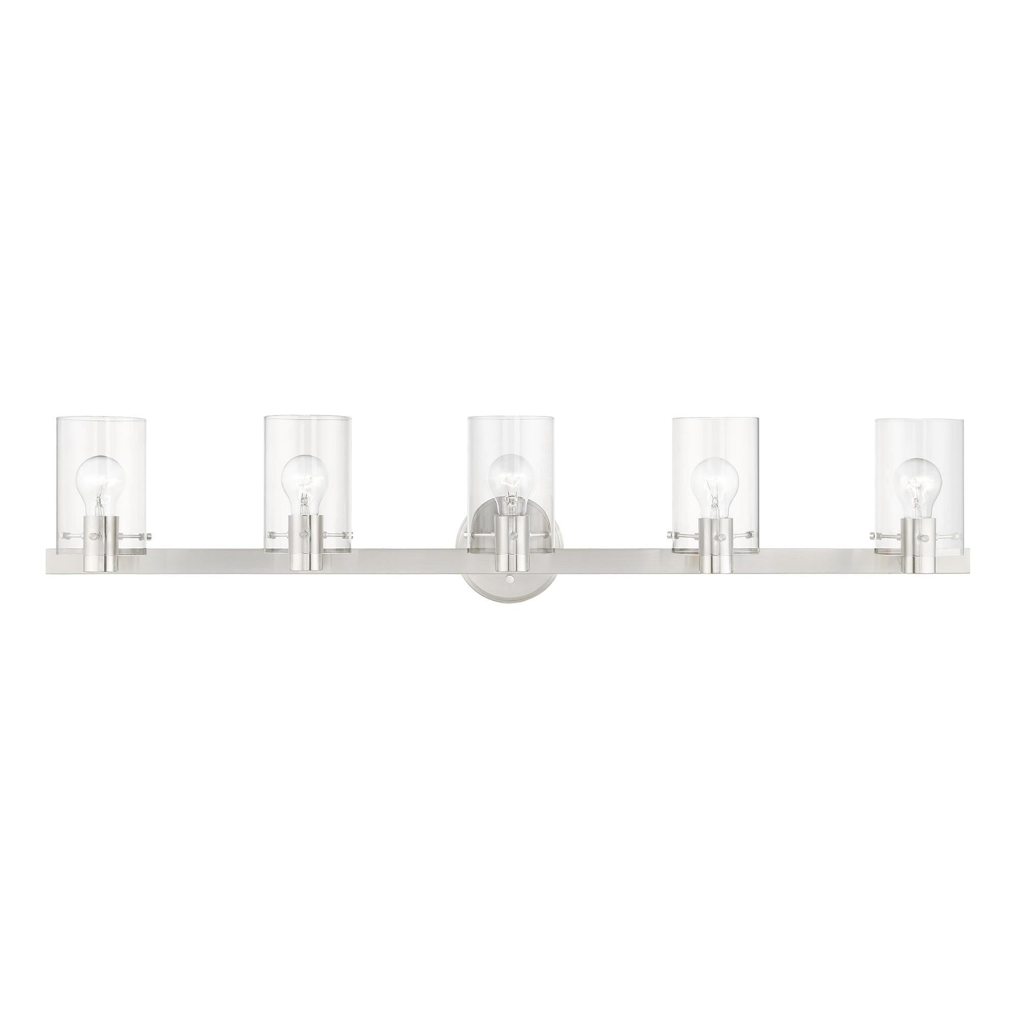 Shown in Brushed Nickel finish and Clear glass
