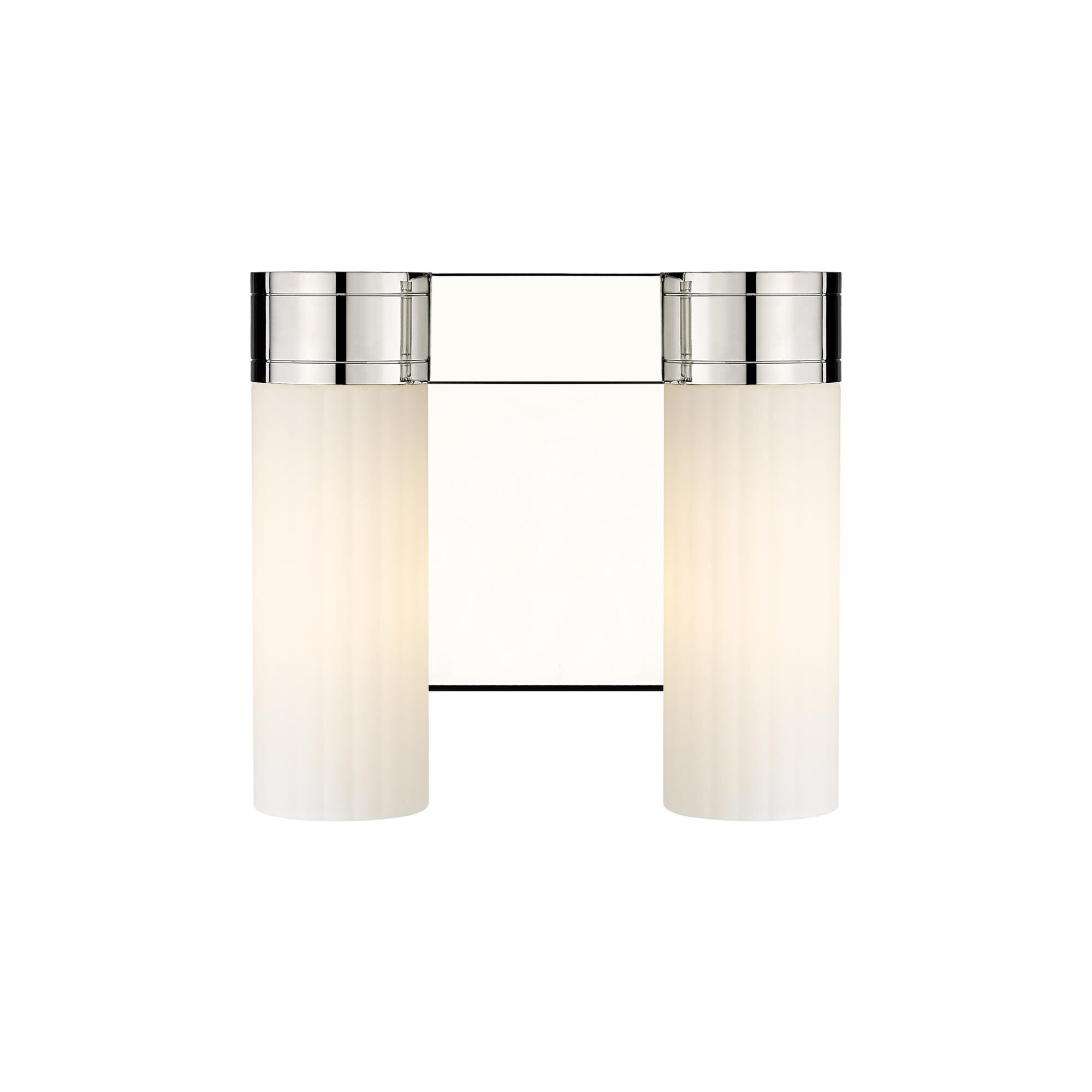 Shown in Polished Nickel finish and Matte White glass