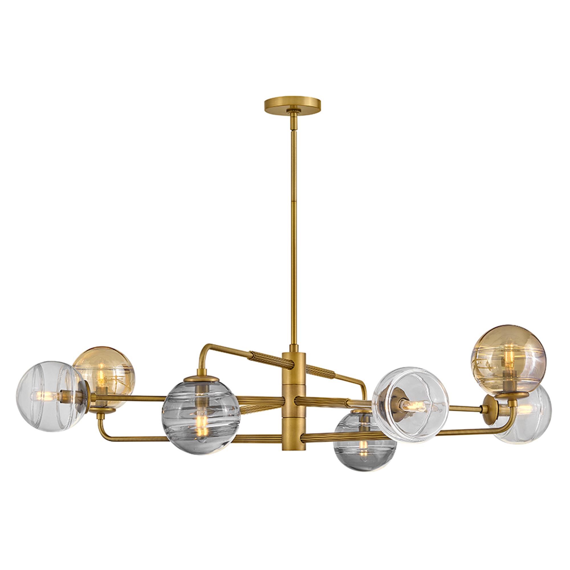Shown in Heritage Brass finish and Multi-Colored Swirl glass