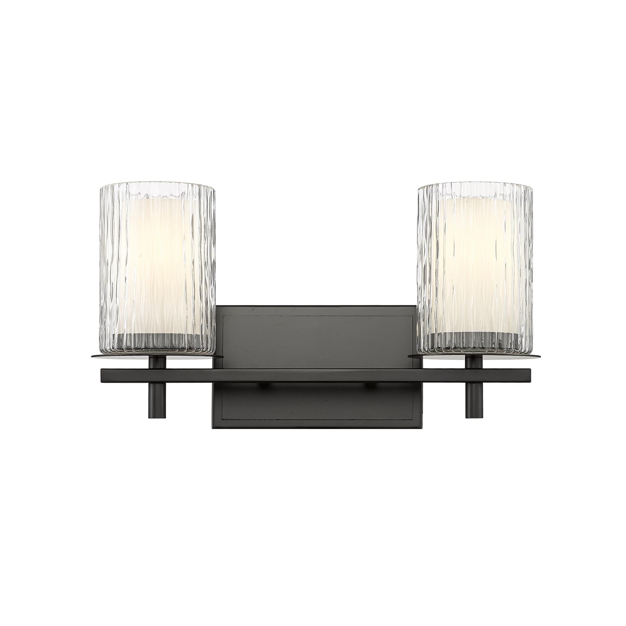 Shown in Matte Black finish and Clear + Etched Opal glass and Clear + Etched Opal shade