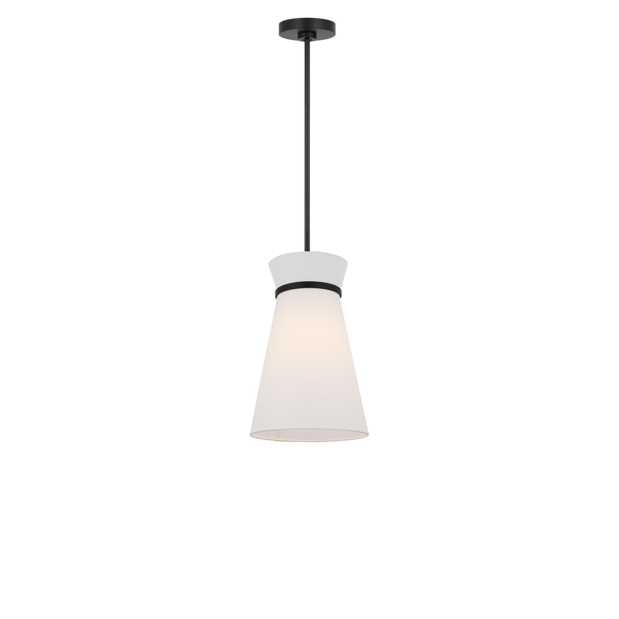 Shown in Midnight Black finish and White Linen shade