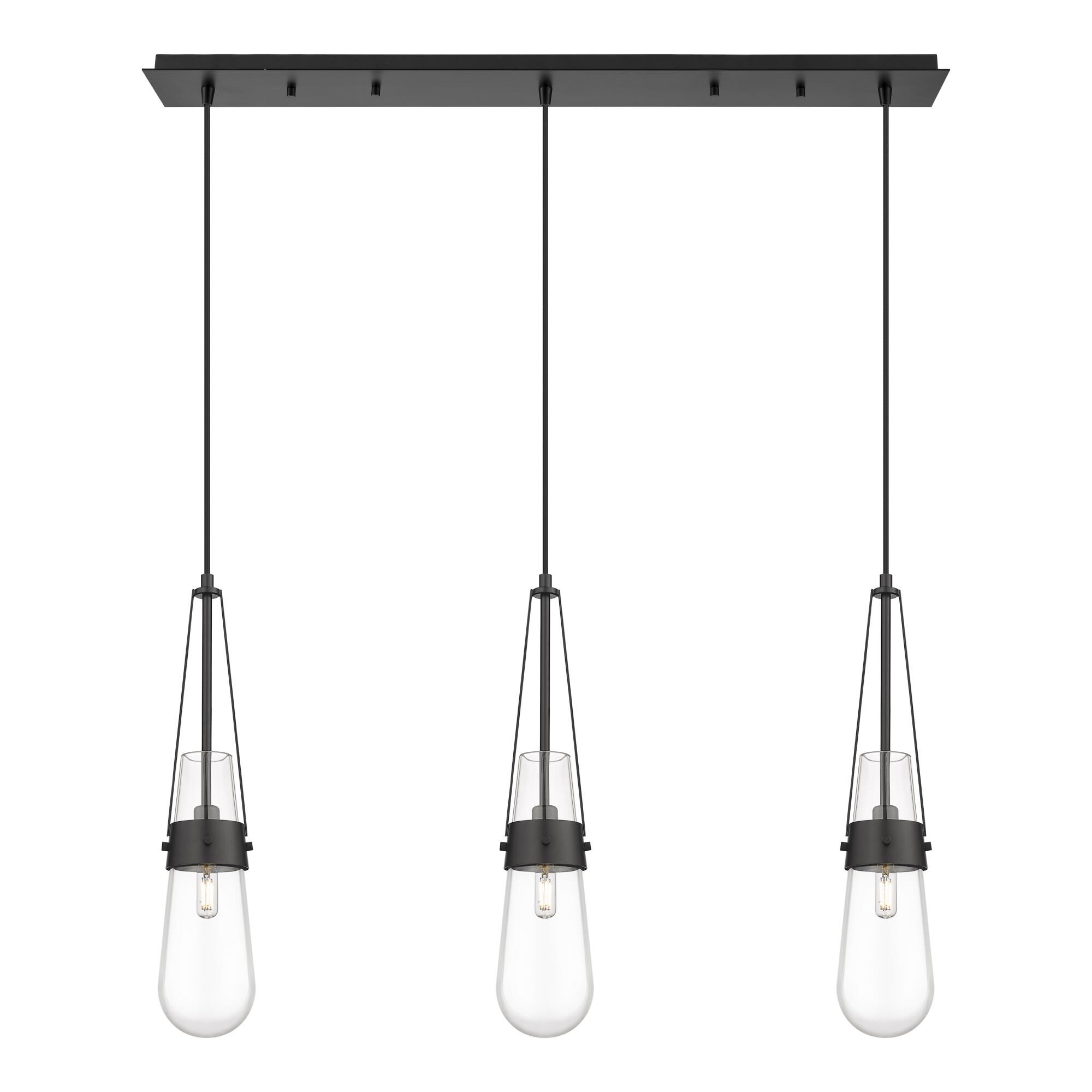 Shown in Matte Black finish and Clear glass and Clear Glass shade