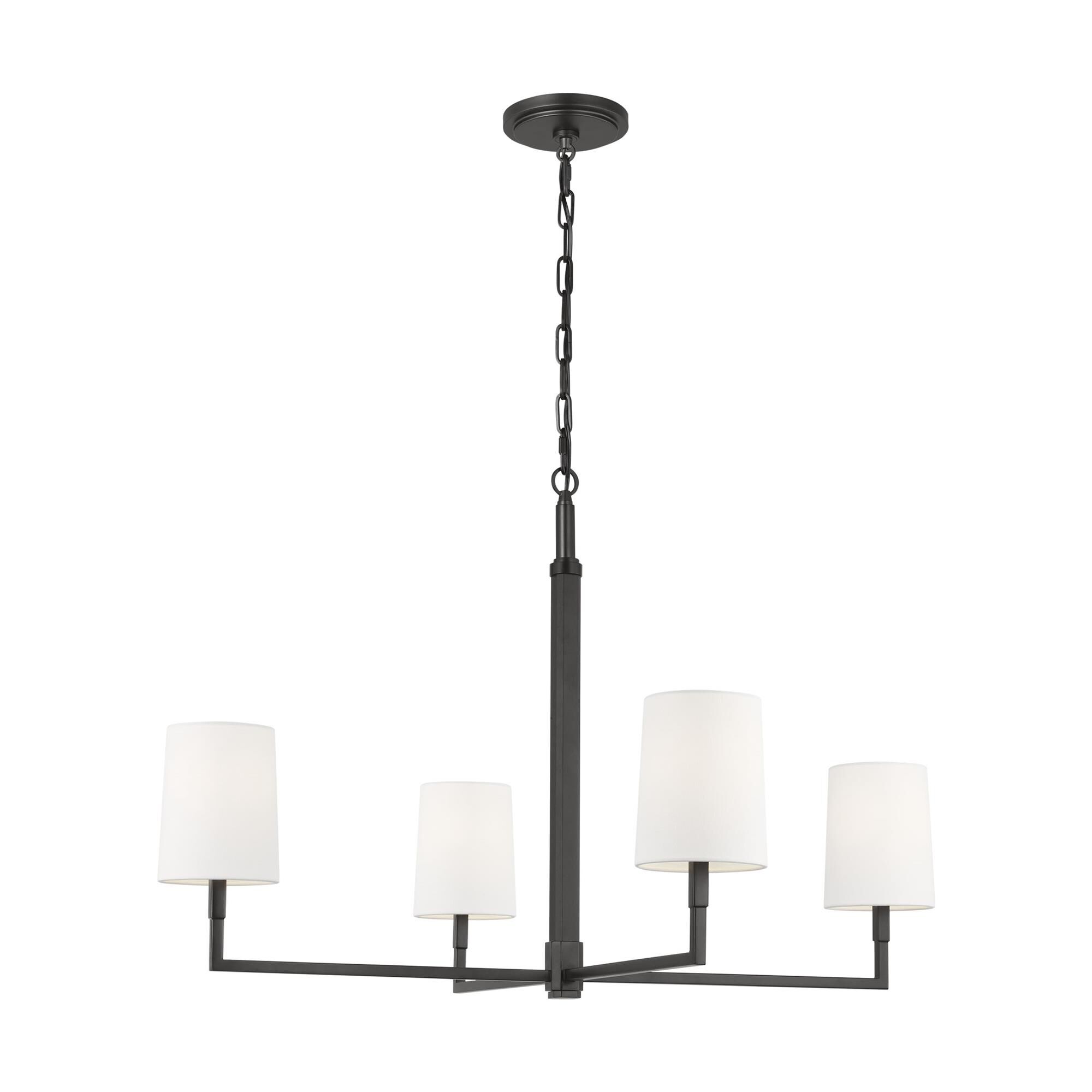 Shown in Aged Iron finish and White Linen shade