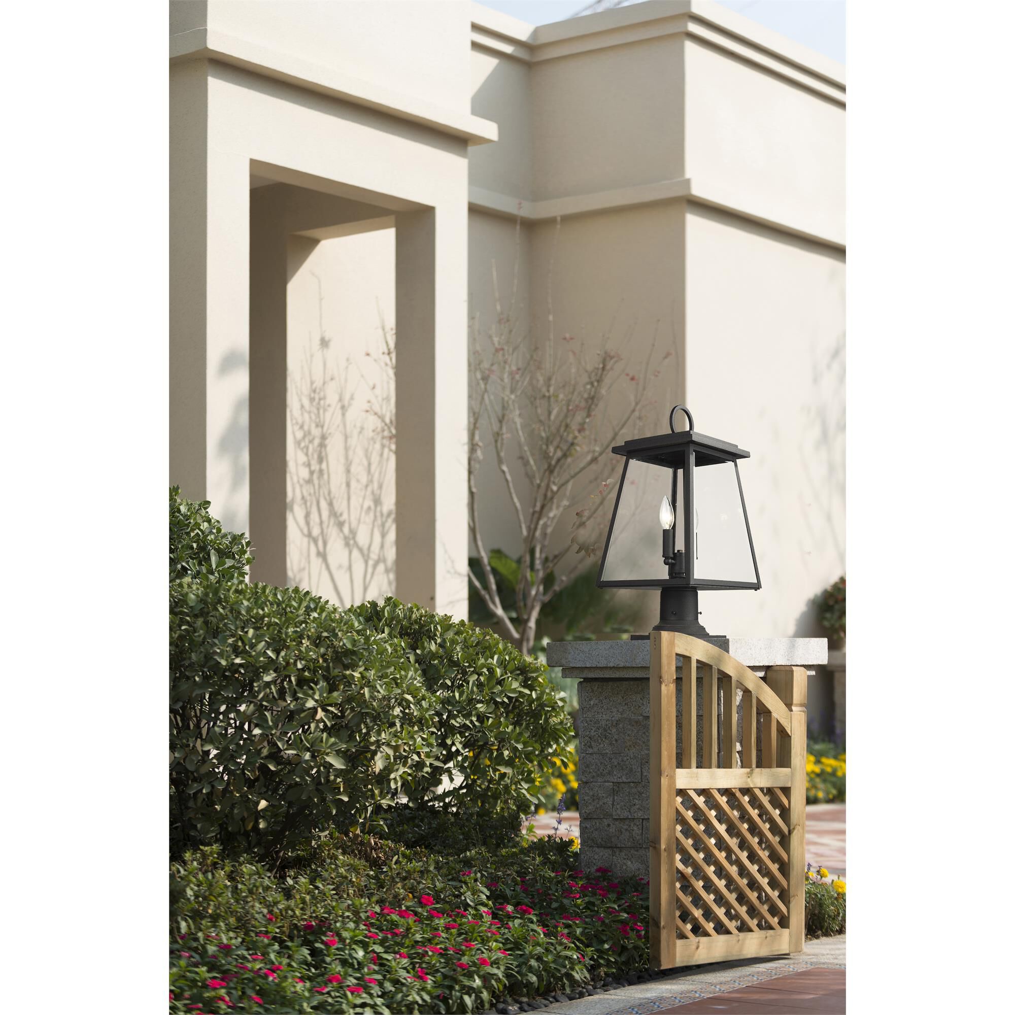 Shown in Black finish and Clear Beveled glass