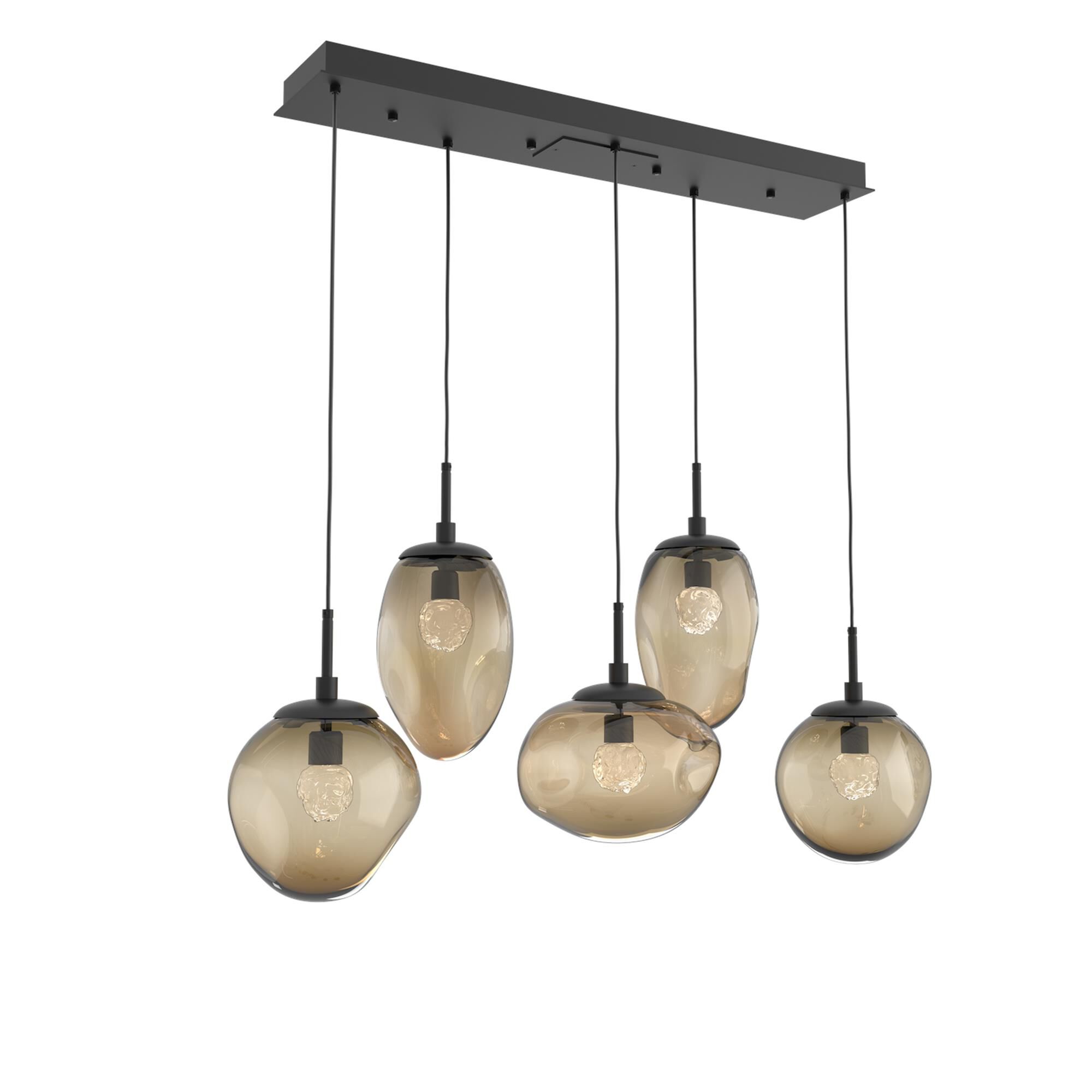 Shown in Matte Black finish and Floret Inner Bronze Outer glass