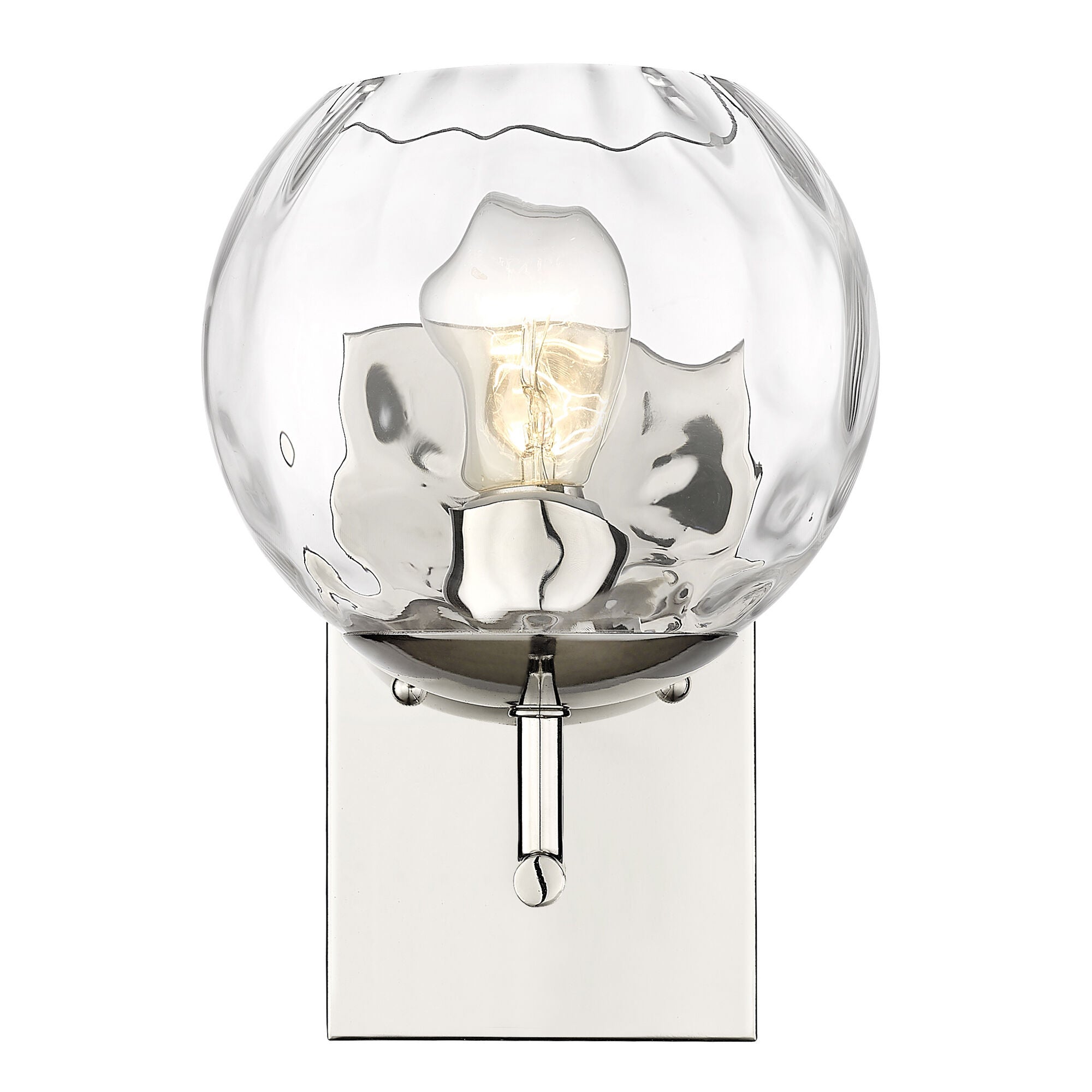 Shown in Polished Nickel finish and Rippled Water glass