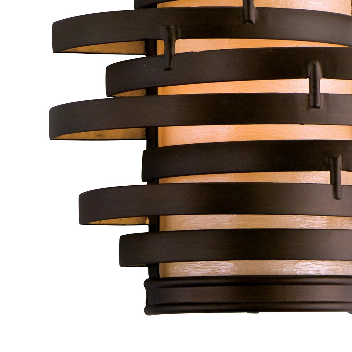 Shown in Bronze With Gold Leaf finish and Caramel Ice glass