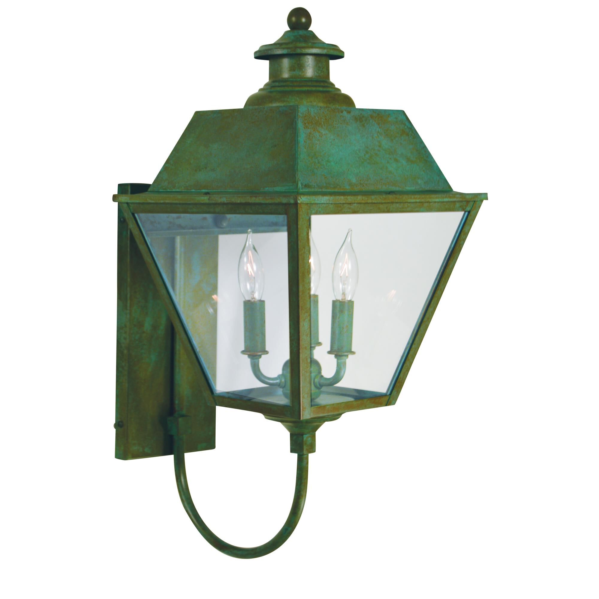 Shown in Verdigris Patina finish and Clear glass
