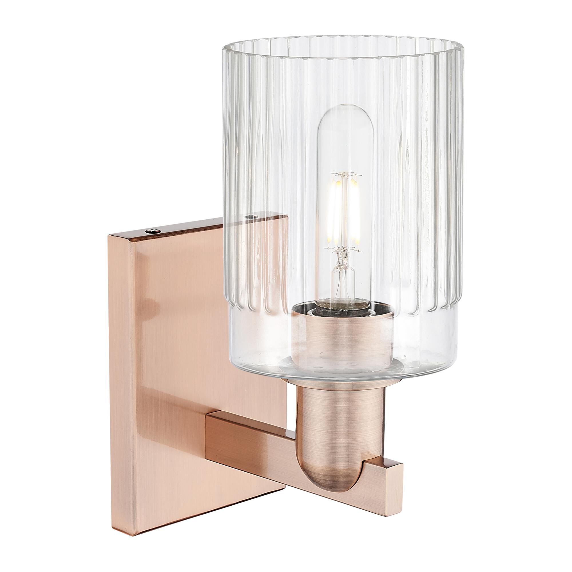 Shown in Antique Copper finish and Clear glass