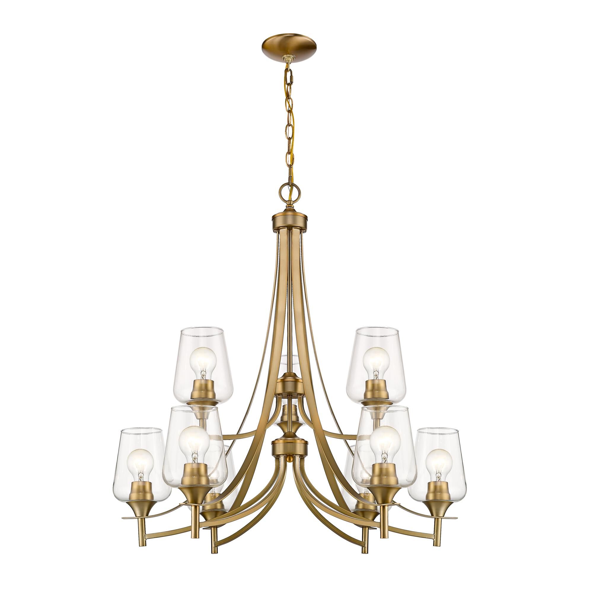 Shown in Olde Brass finish and Glass shade