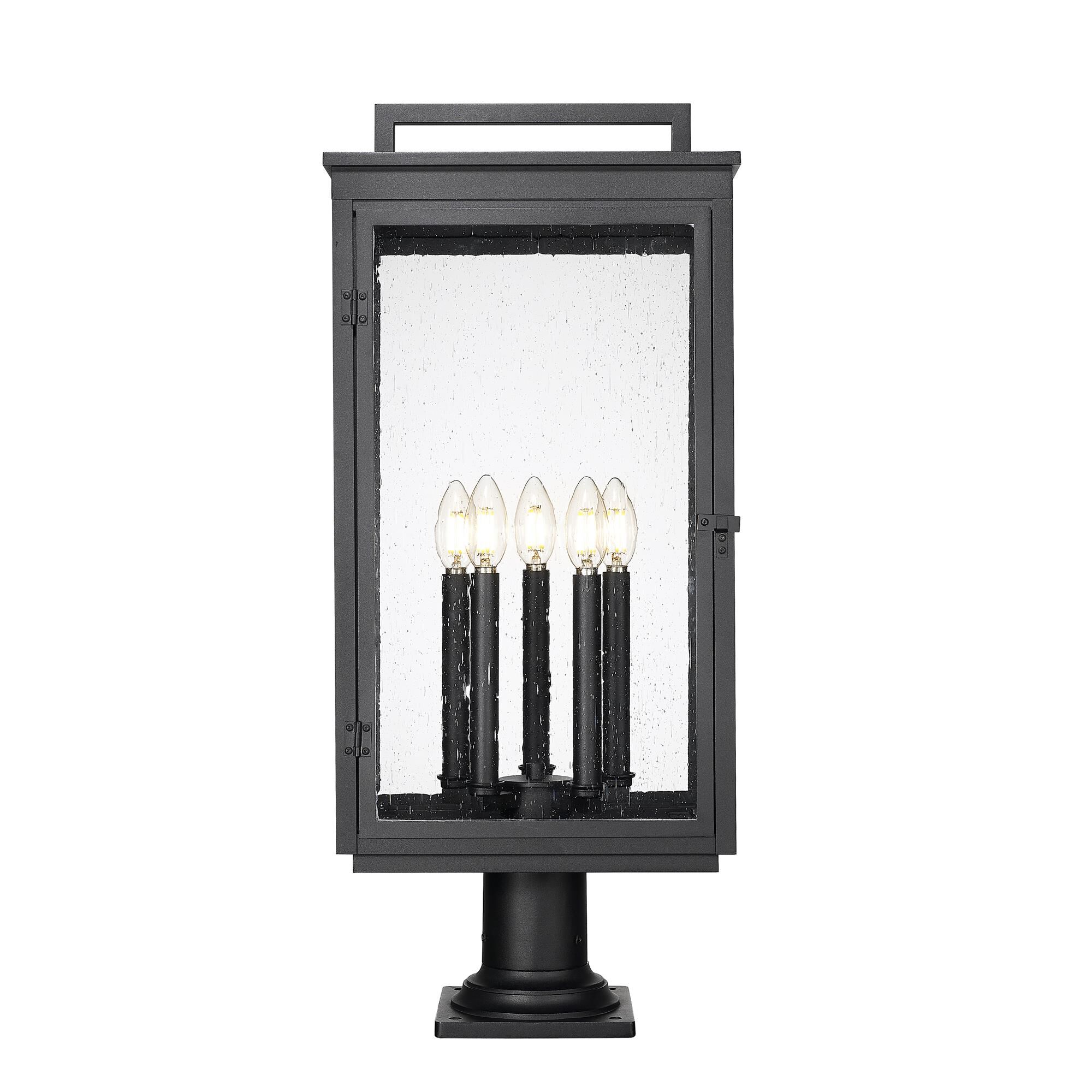 Shown in Sand Black finish and Clear Seedy glass and Clear Seedy shade