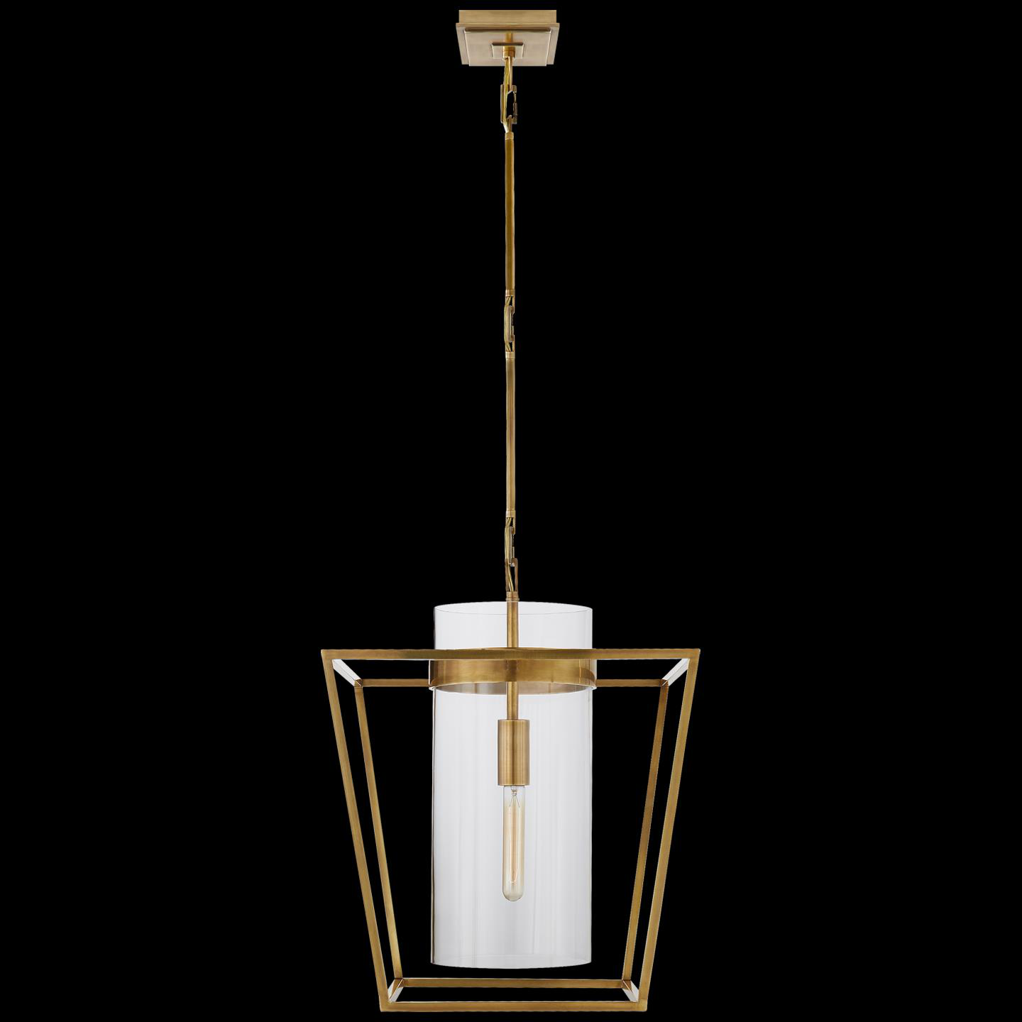 Shown in Hand-Rubbed Antique Brass finish and Clear glass