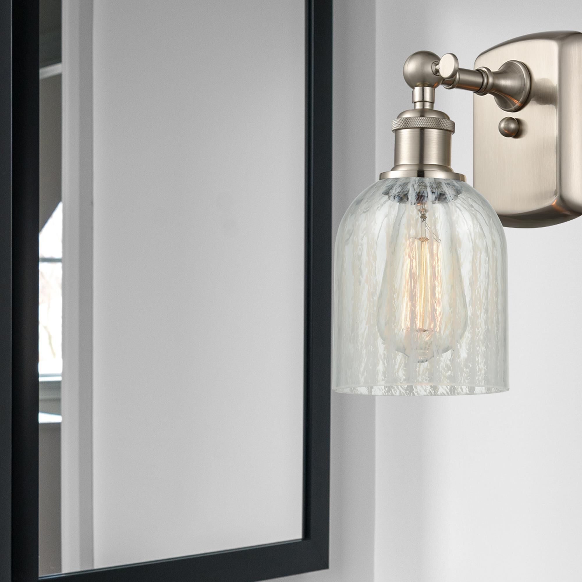 Shown in Brushed Satin Nickel finish and Mouchette glass