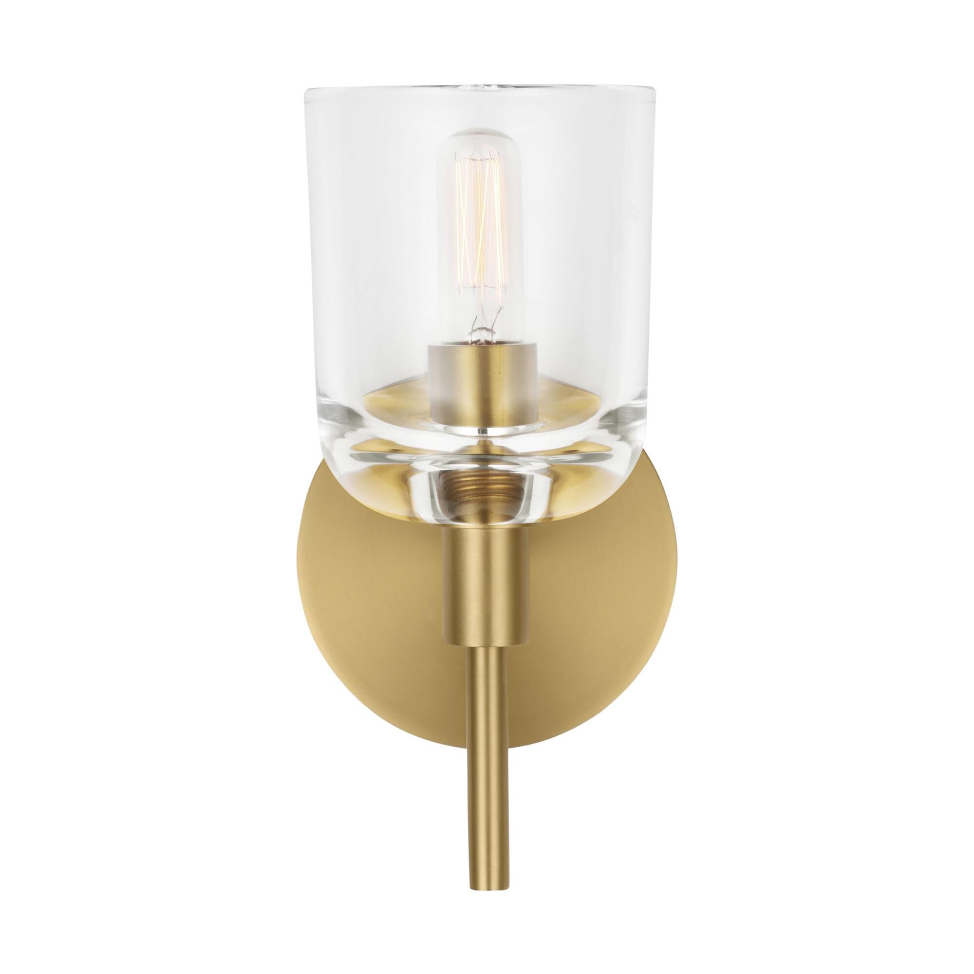 Shown in Burnished Brass finish and Clear glass