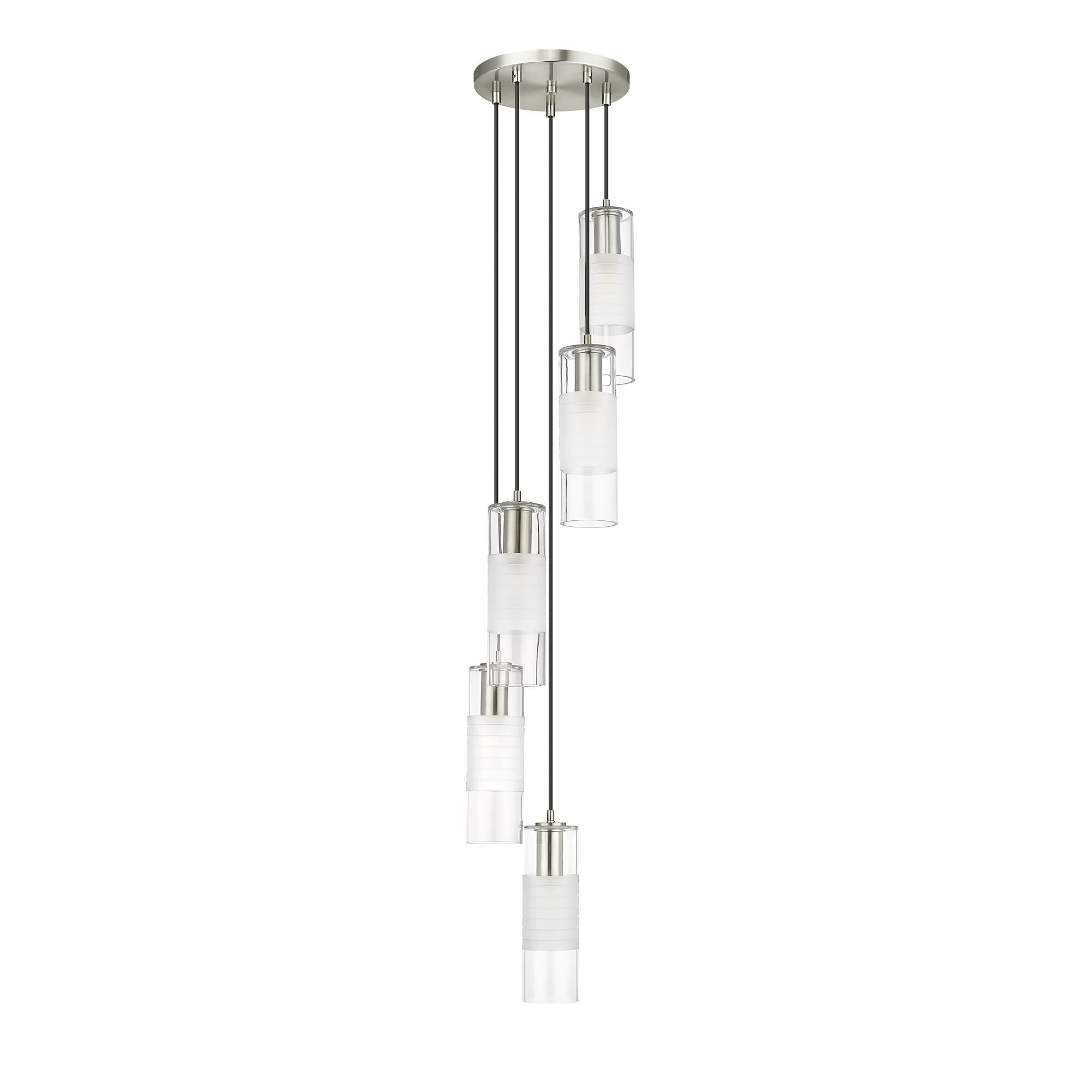 Shown in Brushed Nickel finish and Clear and Frosted glass