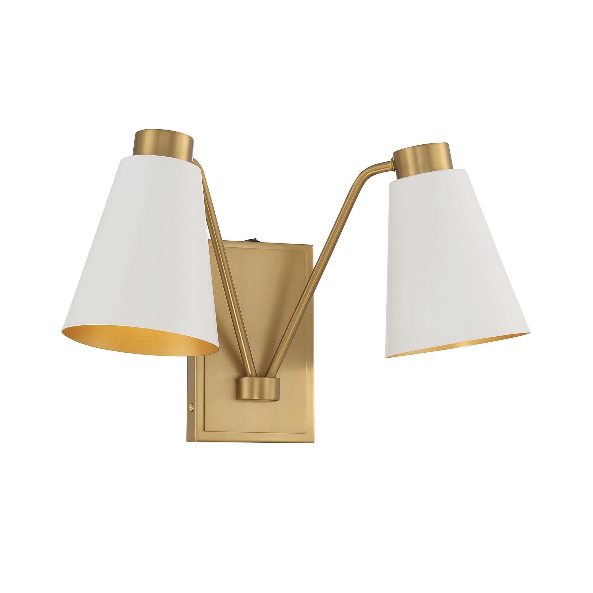 Shown in White with Natural Brass finish and White Metal shade
