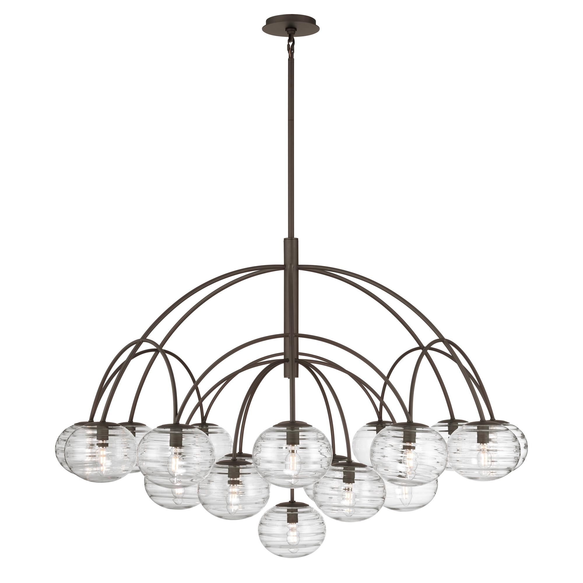 Shown in Dark Bronze finish and Clear Ribbed glass