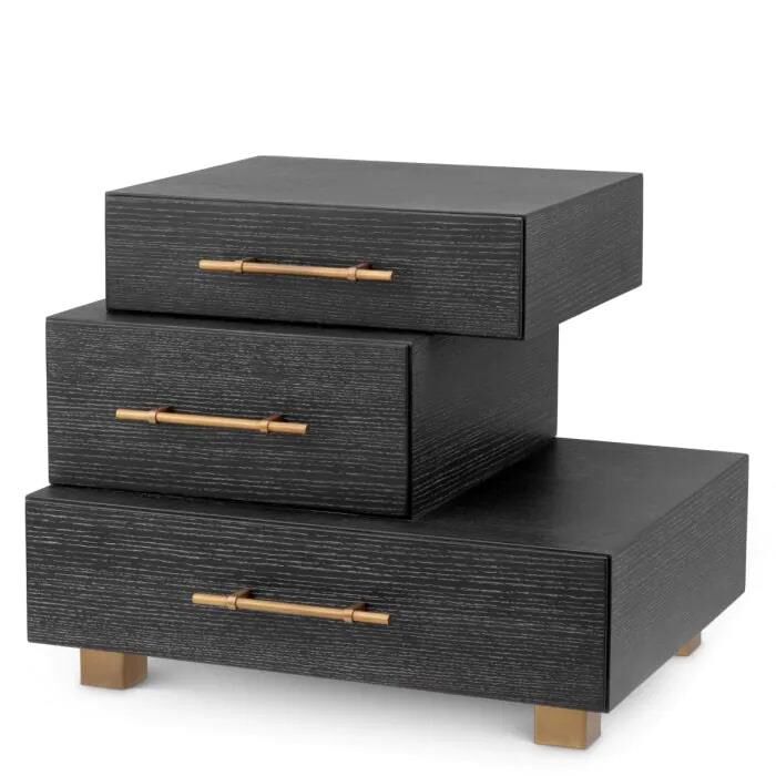 Shown in Charcoal Oak Veneer, Brushed Brass finish